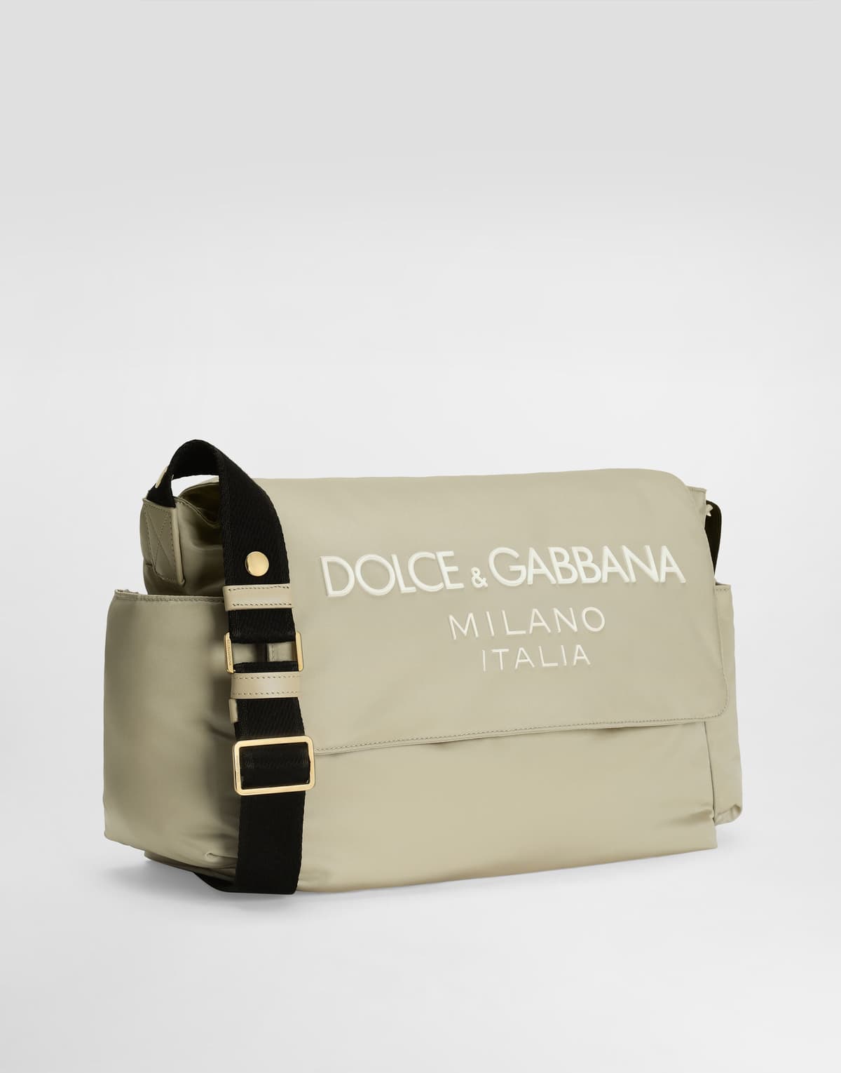 Dolce & Gabbana Kids Nylon Changing Mat Bag with Rubberized Dolce&Gabbana Logo Beige - 2