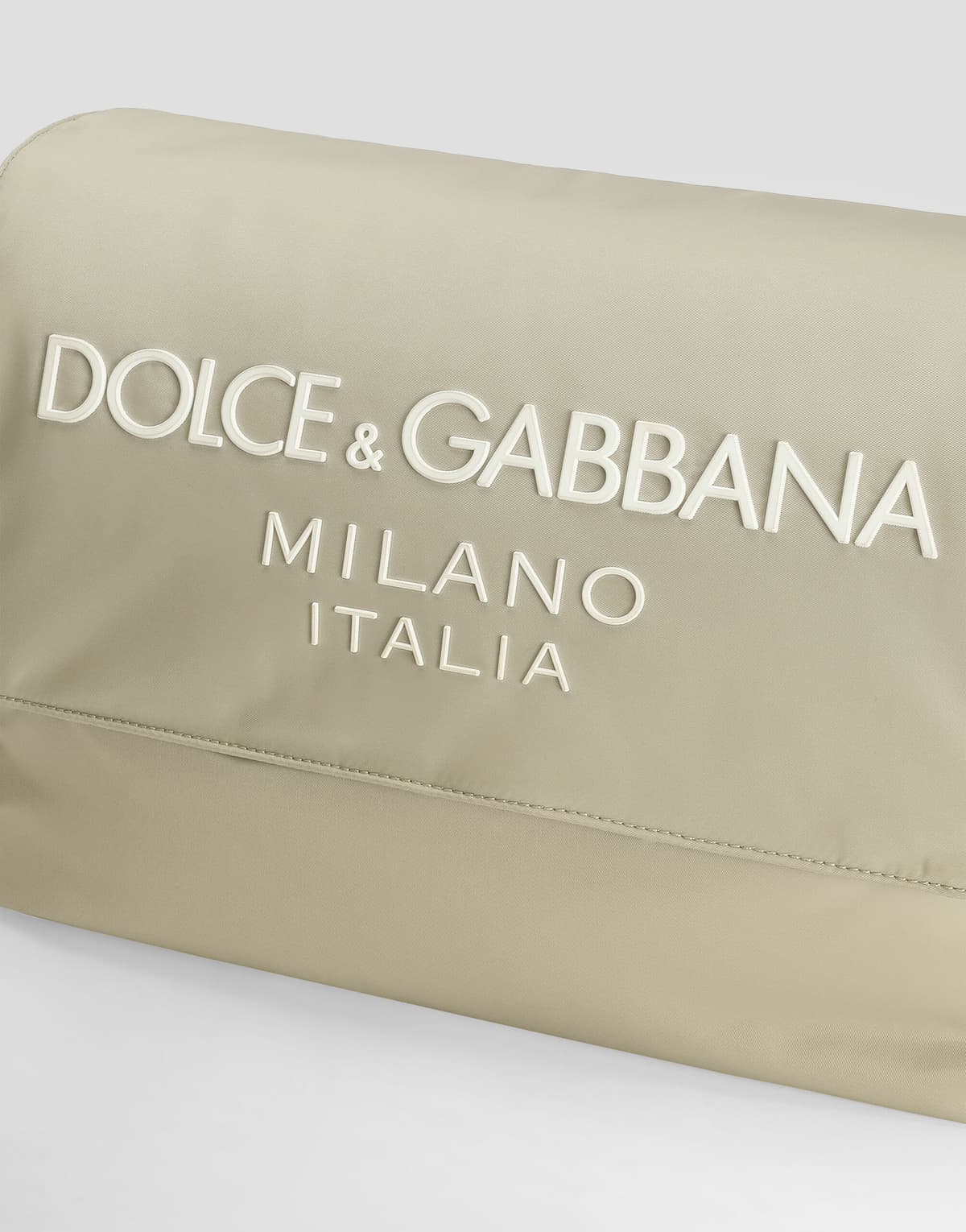 Dolce & Gabbana Kids Nylon Changing Mat Bag with Rubberized Dolce&Gabbana Logo Beige - 3