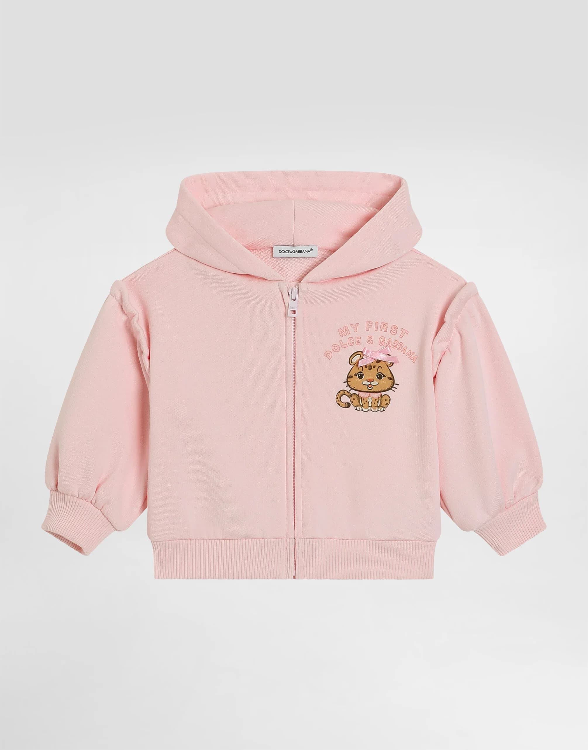 Dolce & Gabbana Kids Дитяча толстовка з капюшоном із леопардовим принтом та бантиком - 1