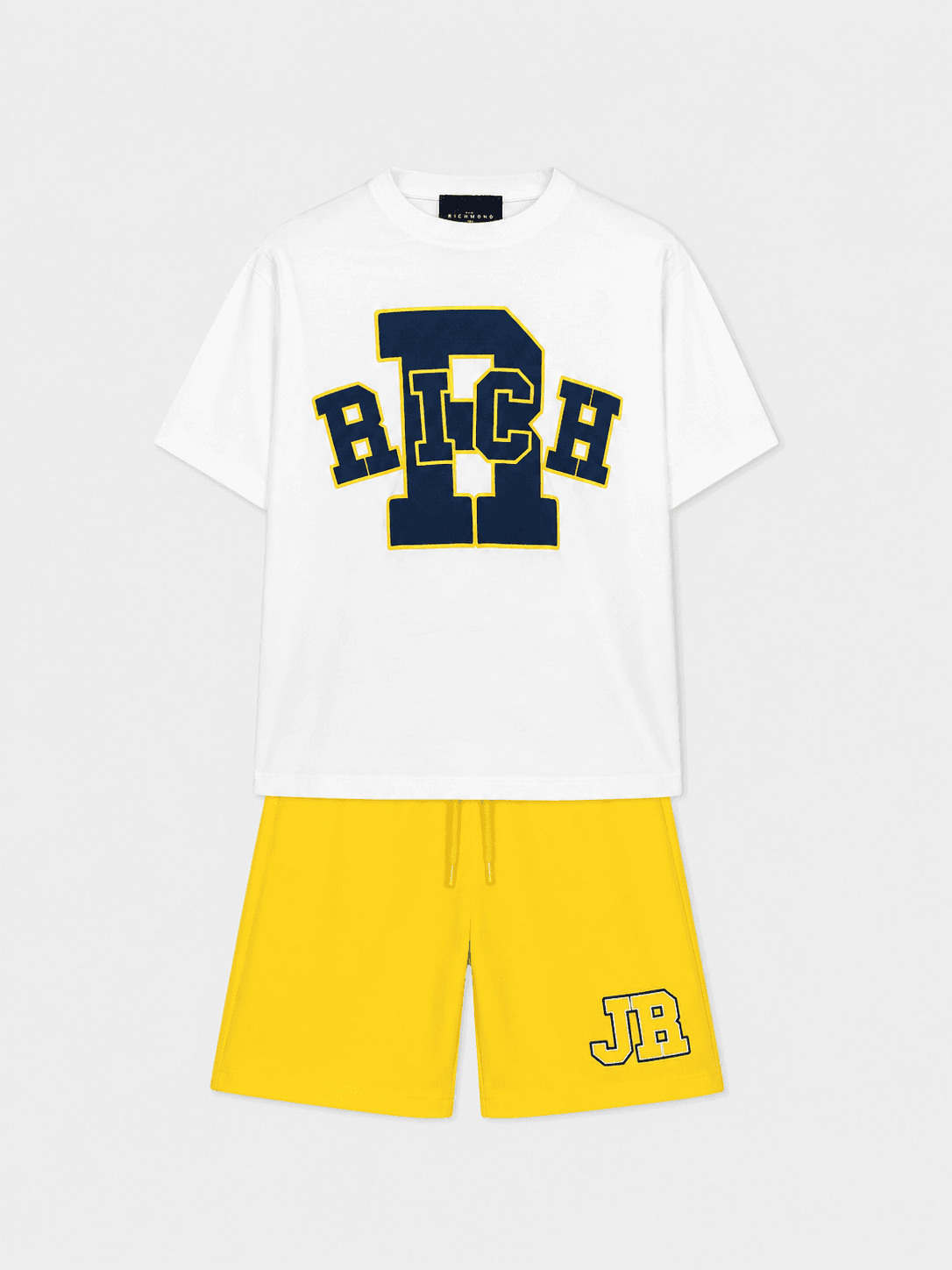John Richmond Junior dziecięcy zestaw Zanzam T-shirt i szorty z logo JR w stylu college - 1