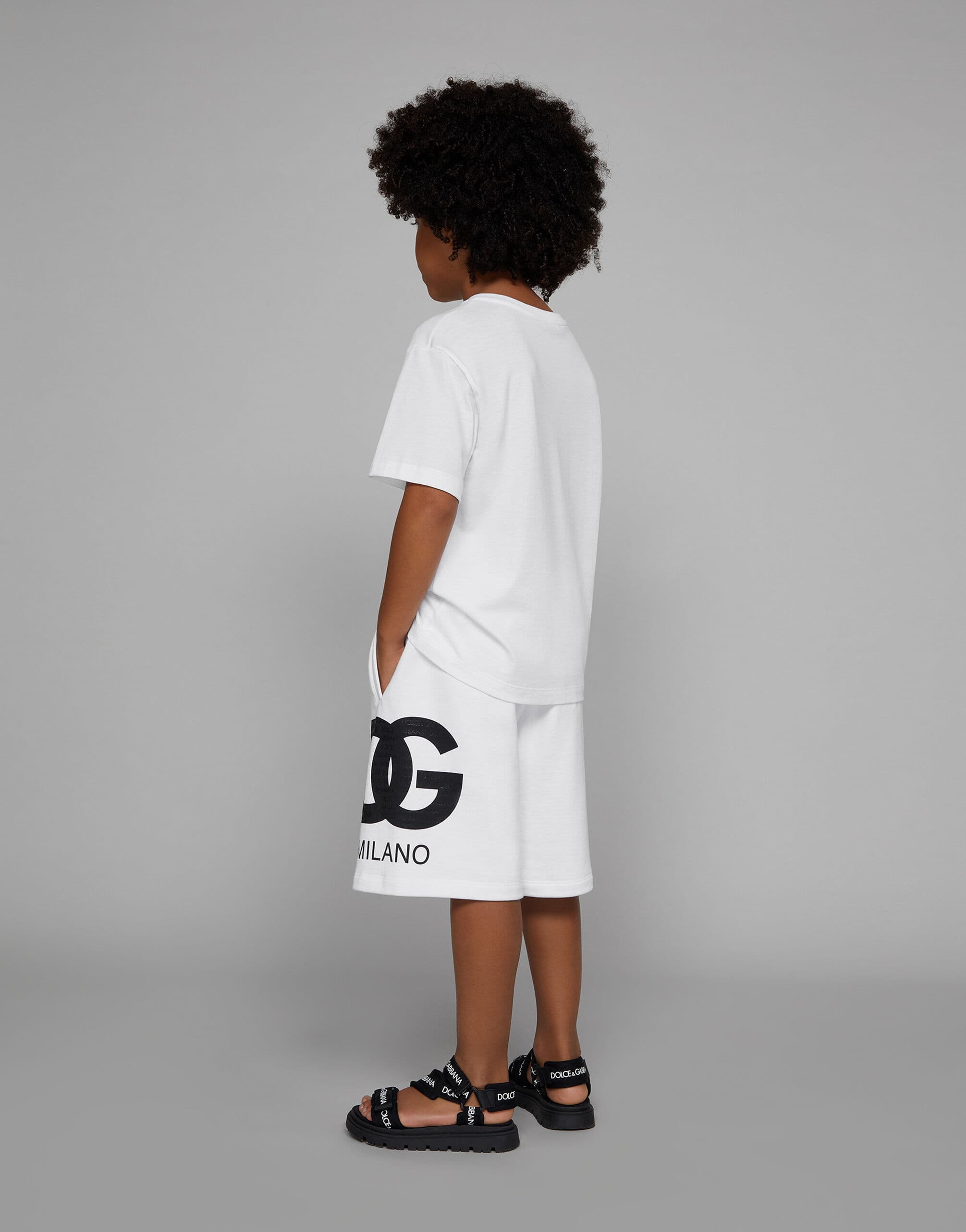 Dolce & Gabbana Kids Dziecięce szorty dresowe z nadrukiem logo DG - 4