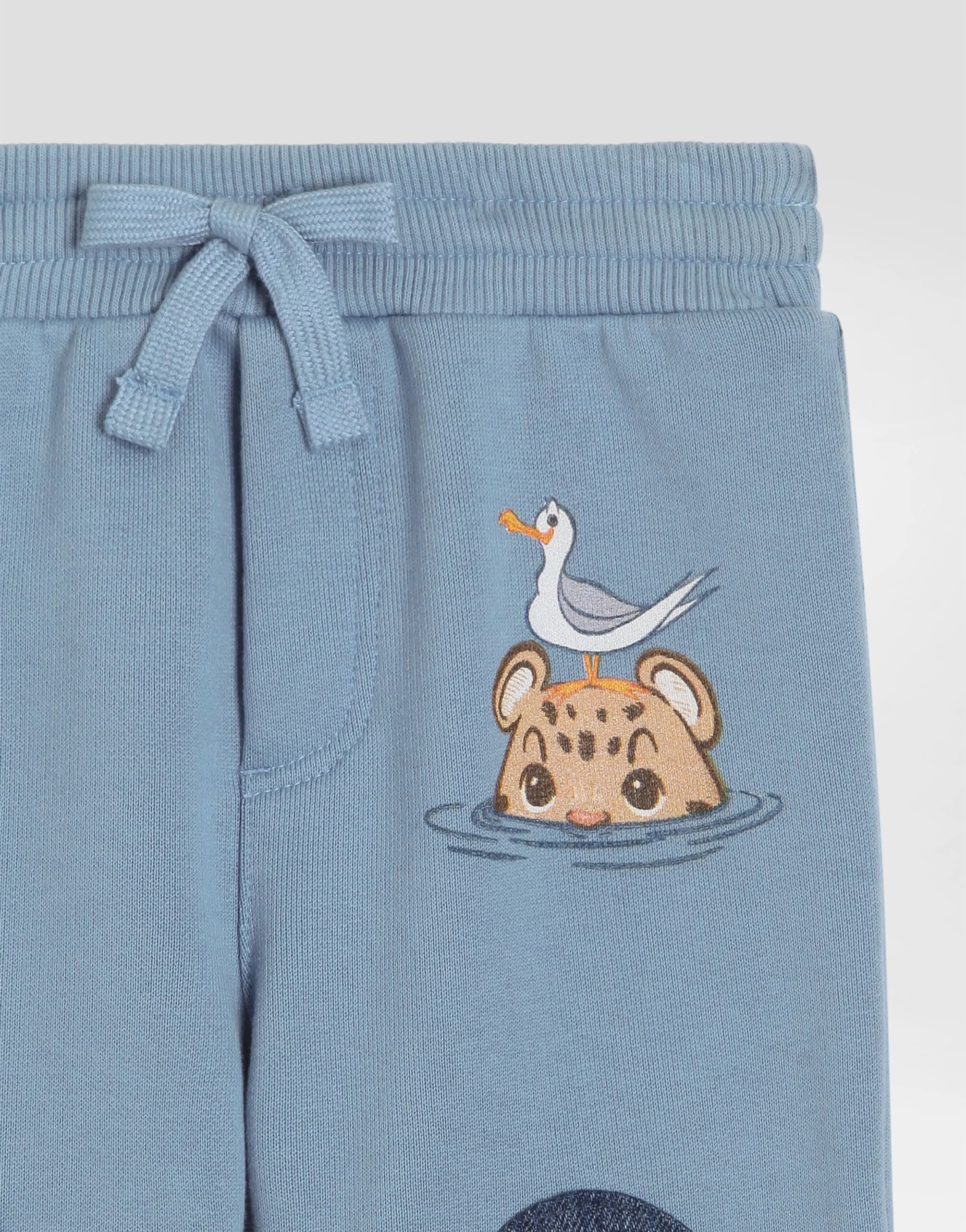 Spodnie dresowe Dolce & Gabbana Kids w panterkę z denimowymi naszywkami - 3