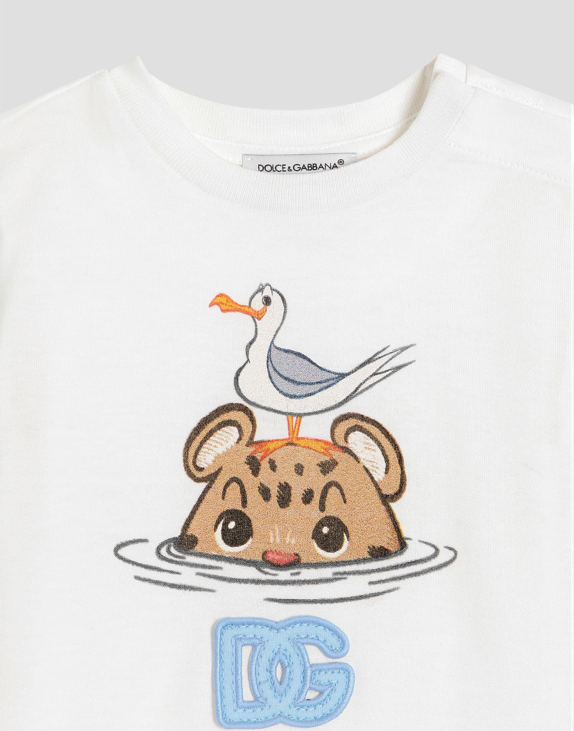 Бавовняна футболка Dolce & Gabbana Kids з леопардовим принтом та нашивкою DG - 3