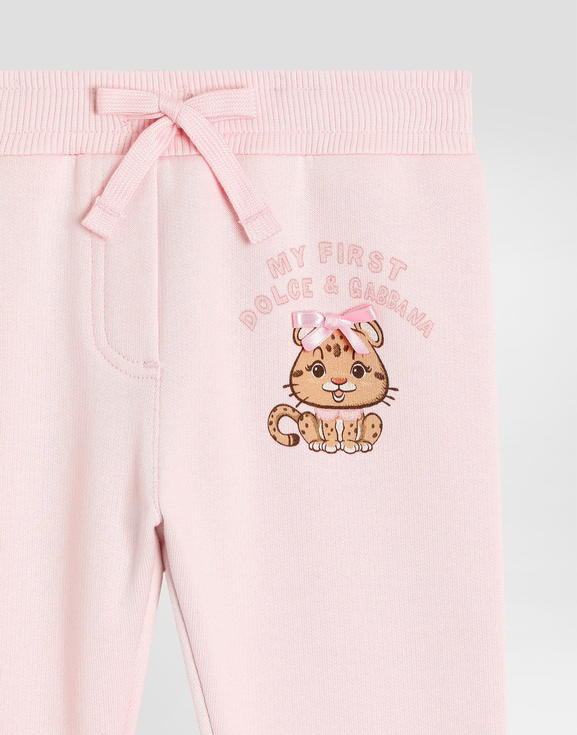 Dolce & Gabbana Kids niemowlęce spodnie dresowe z nadrukiem leoparda i kokardką - 3