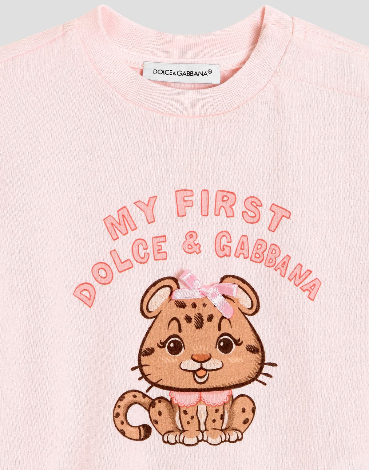 Dolce & Gabbana Kids Cotton T-Shirt with Glitter Leopard Heart Print - 3