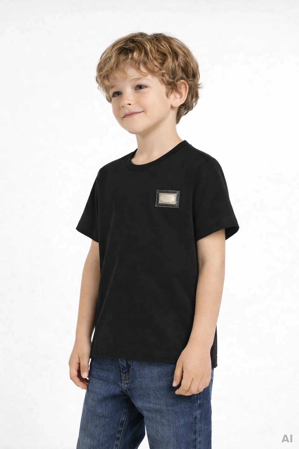 Бавовняна футболка Dolce & Gabbana Kids з металевою пластиною логотипу - 7