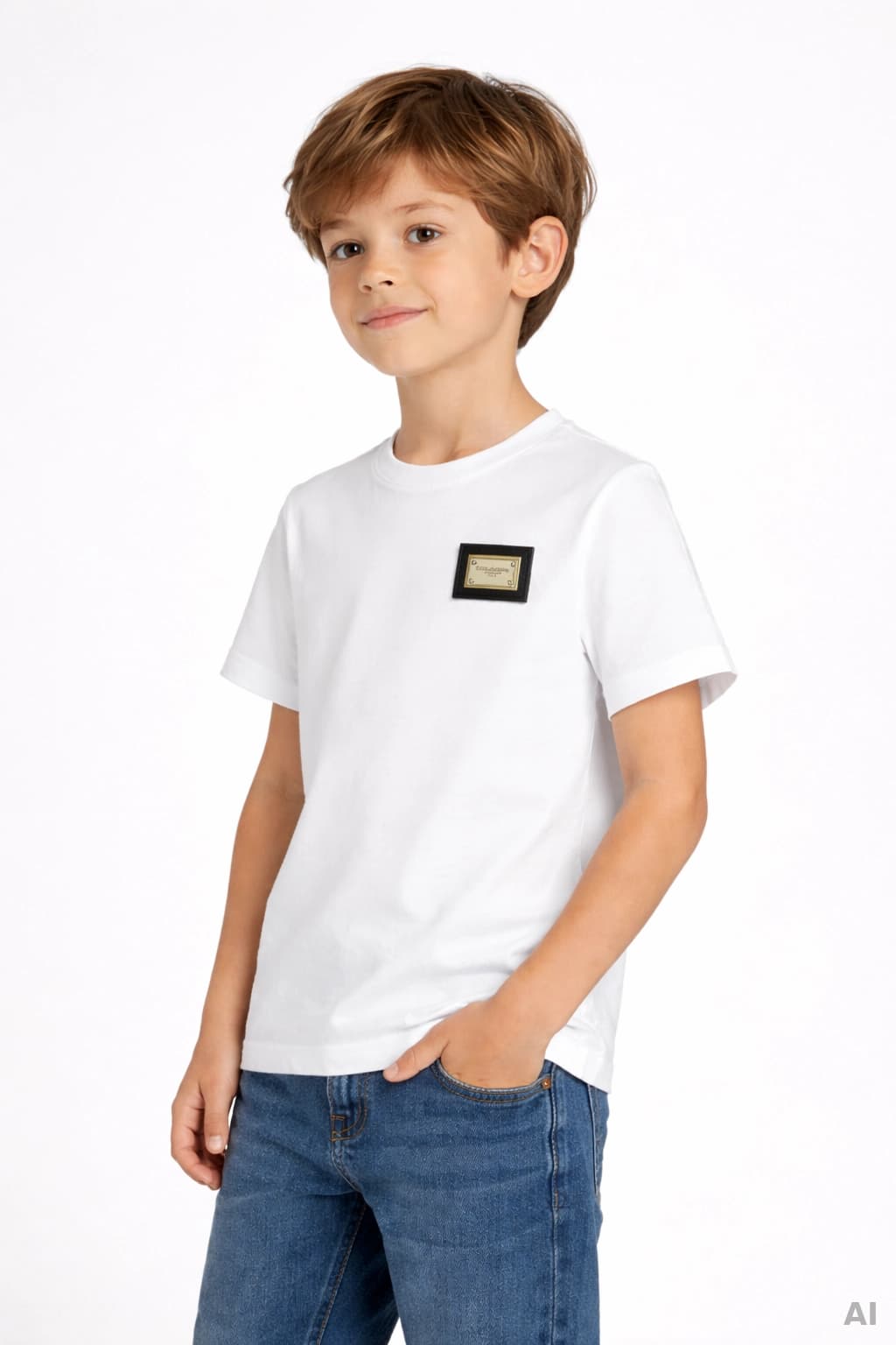 Dolce & Gabbana Kids Дитяча футболка джерсі з логотип-плашкою біла - 2