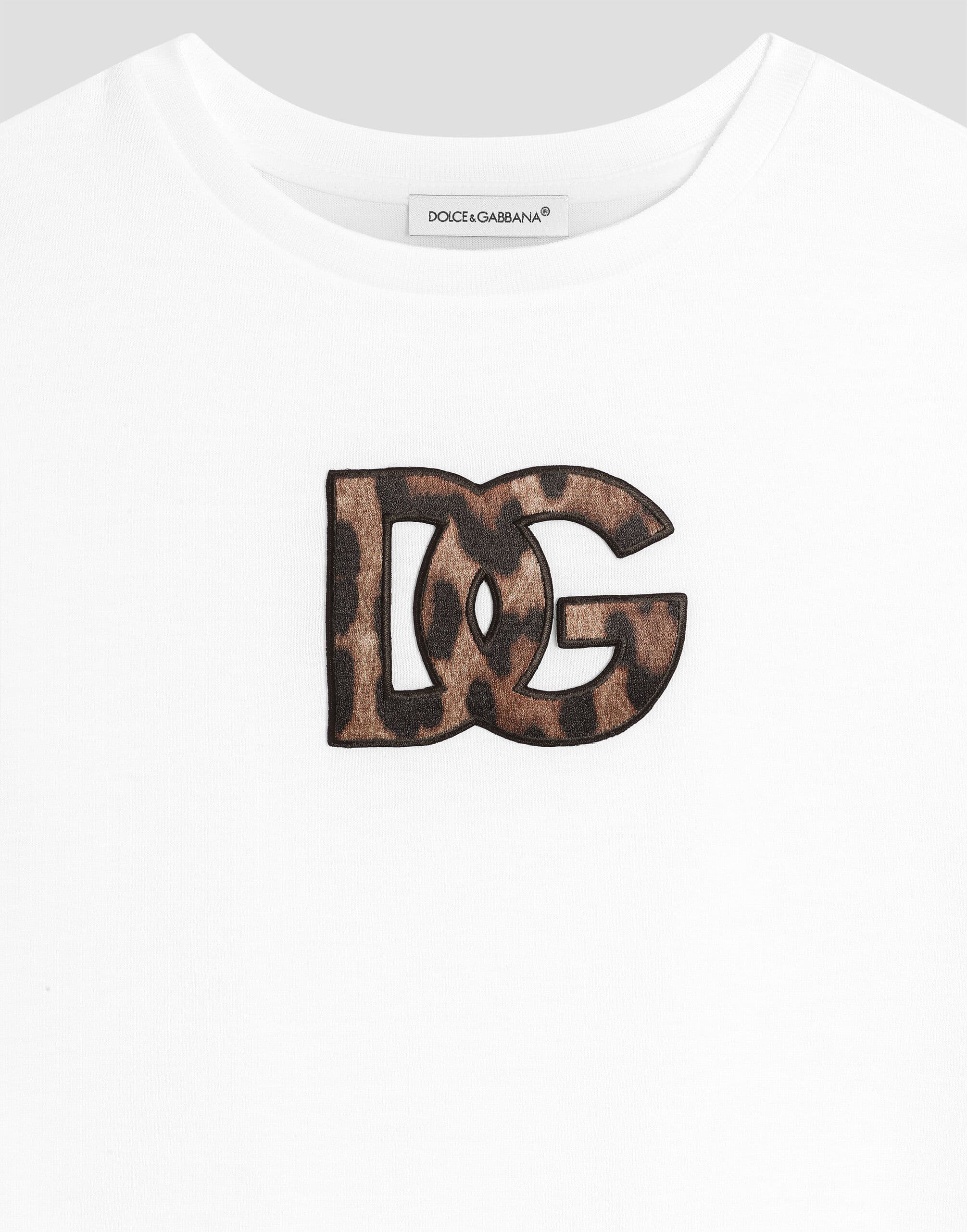 Бавовняна футболка Dolce & Gabbana Kids з леопардовою нашивкою DG - 3