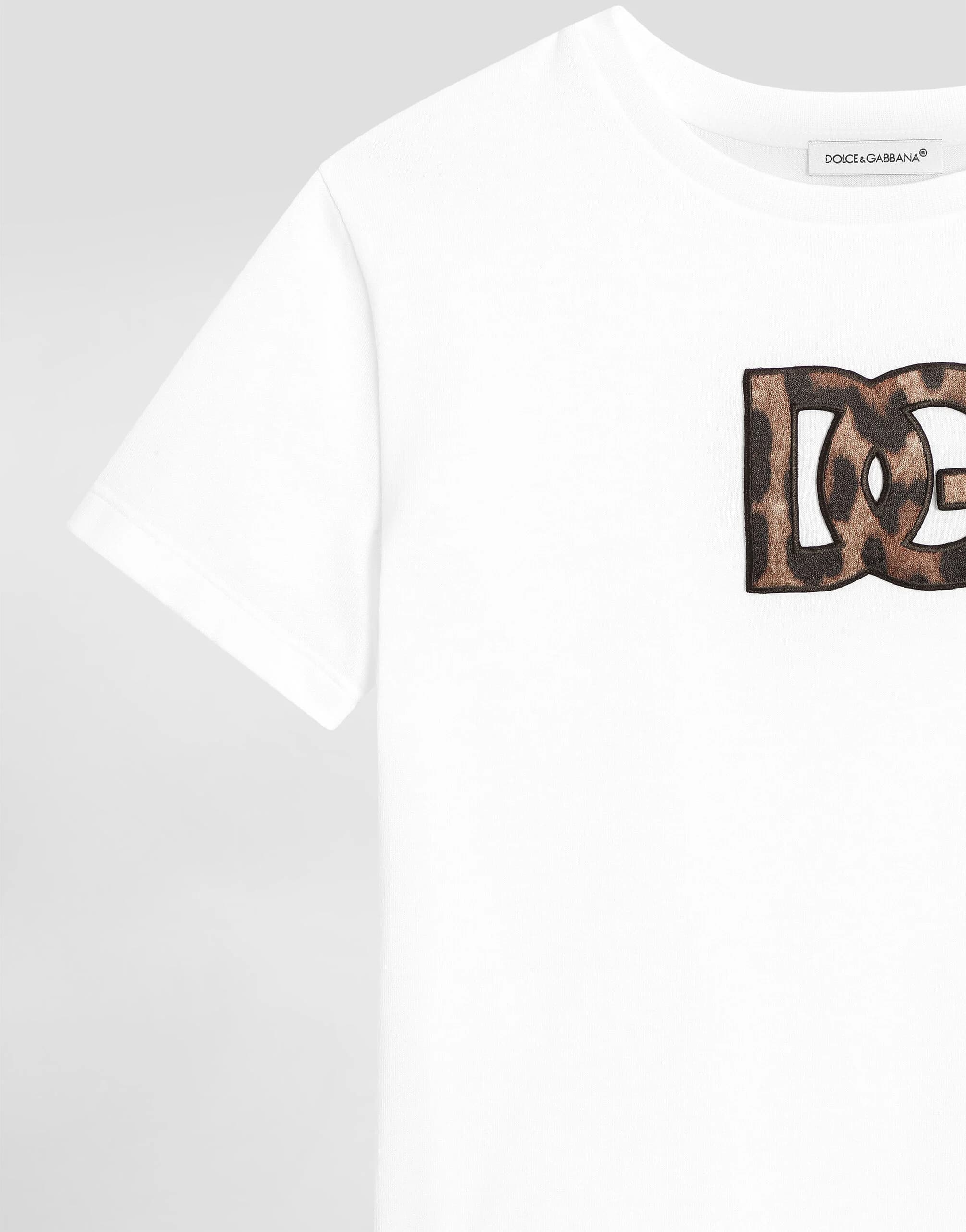 Бавовняна футболка Dolce & Gabbana Kids з леопардовою нашивкою DG - 4
