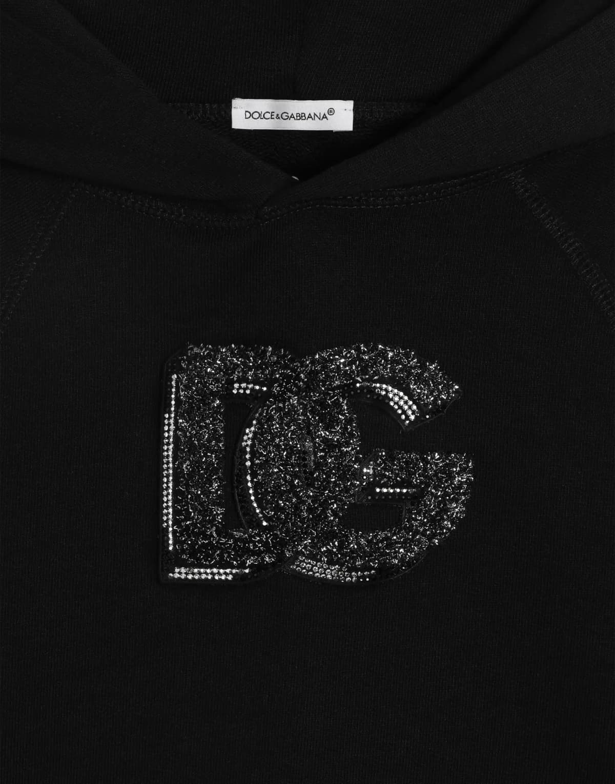 Dolce & Gabbana Kids дитяча оверсайз толстовка з капюшоном із логотипом DG та стразами - 5