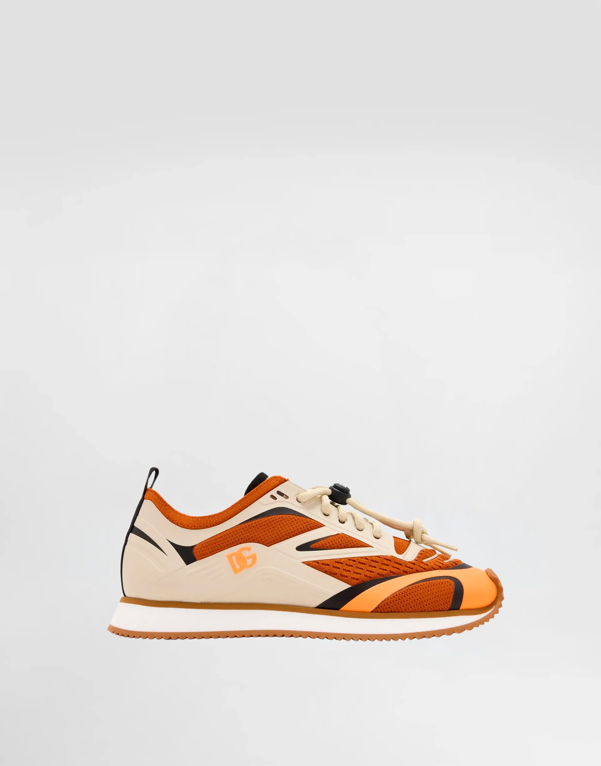 Dolce & Gabbana Kids dziecięce sneakersy low-top z pomarańczowej siatki dzianinowej z logo DG