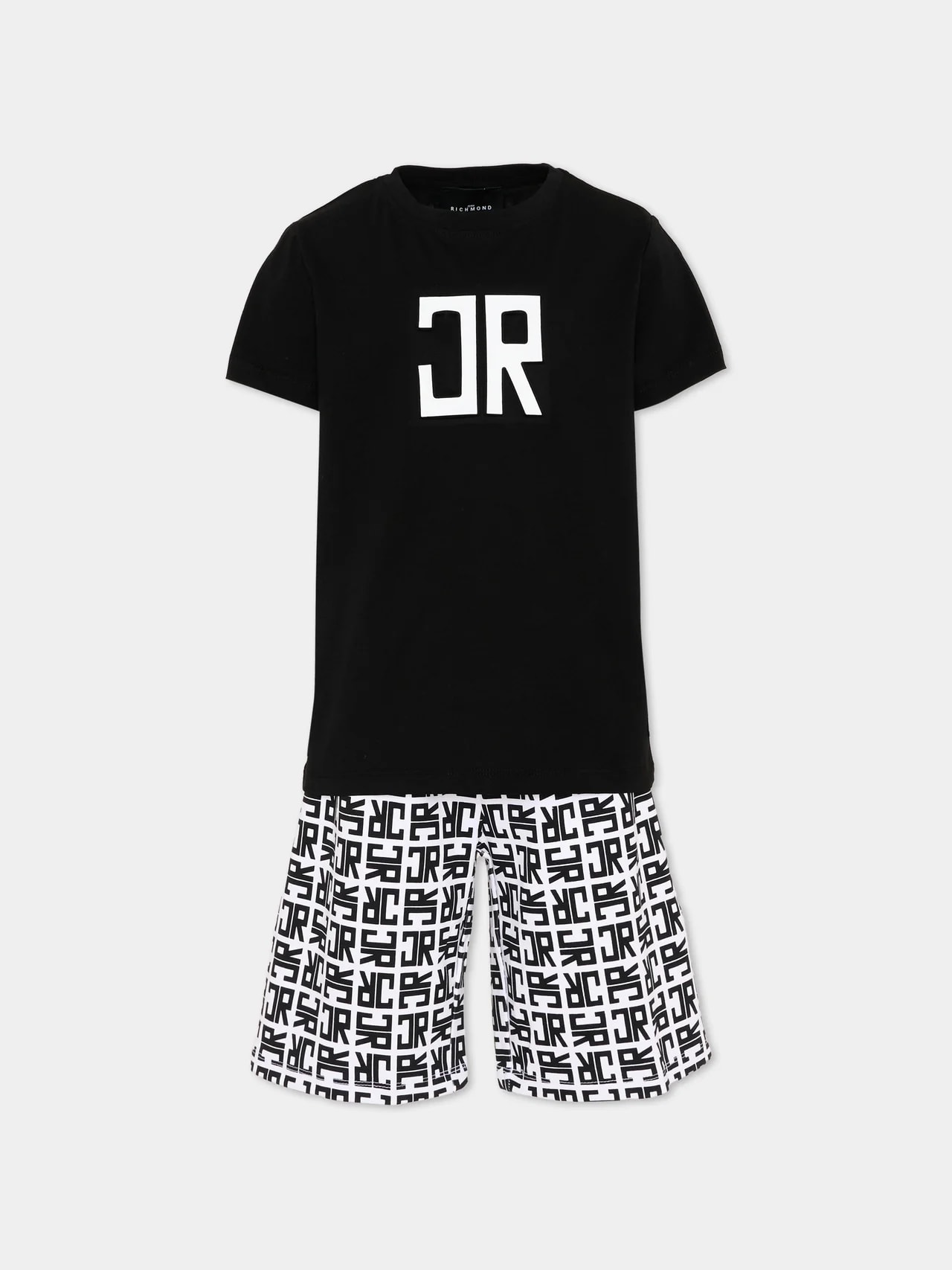 John Richmond Junior Dziecięcy zestaw T-shirt i szorty ZAGA z monogramem JR