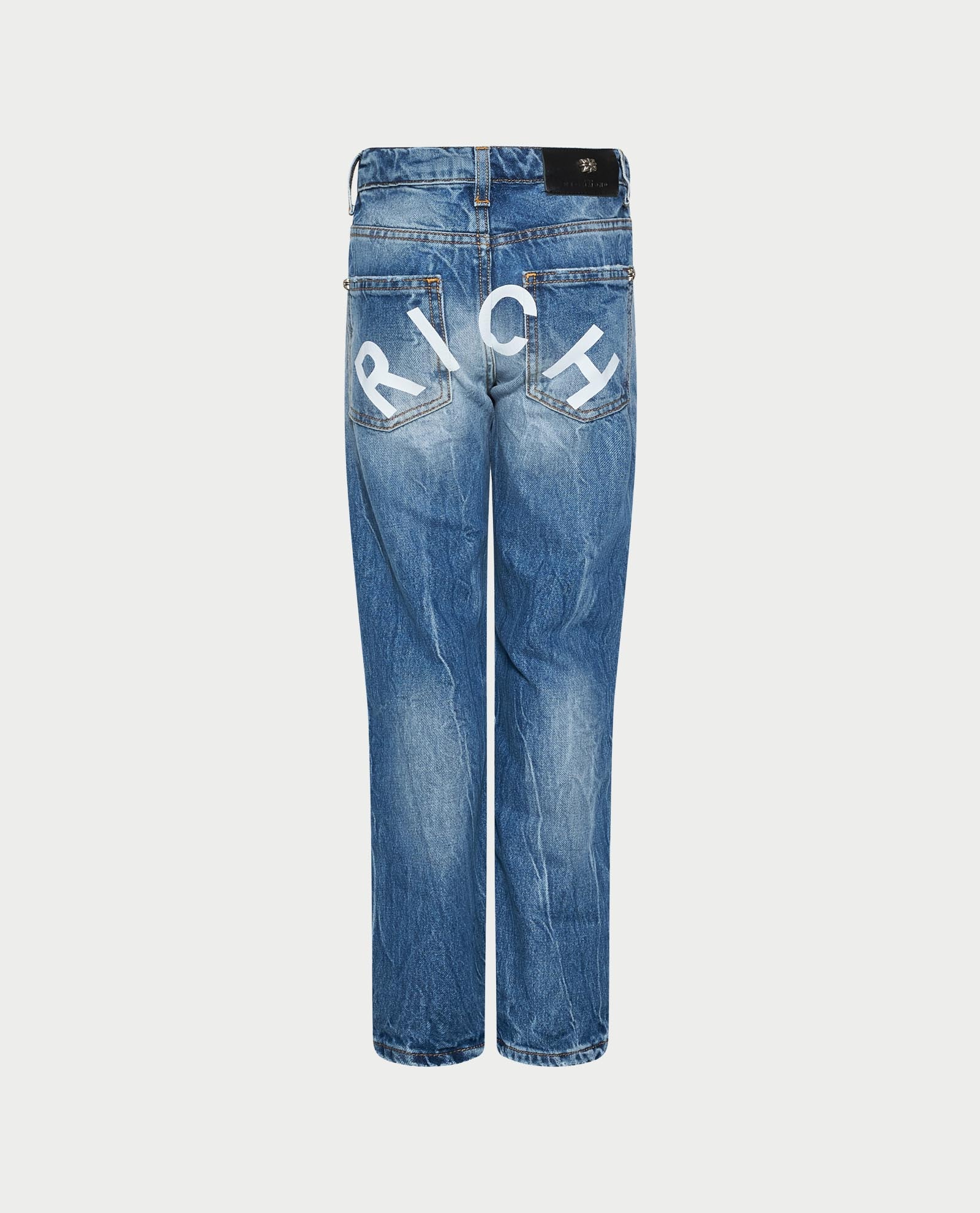 John Richmond Junior Light Blue Distressed Jeans Sailu with Maxi Logo 