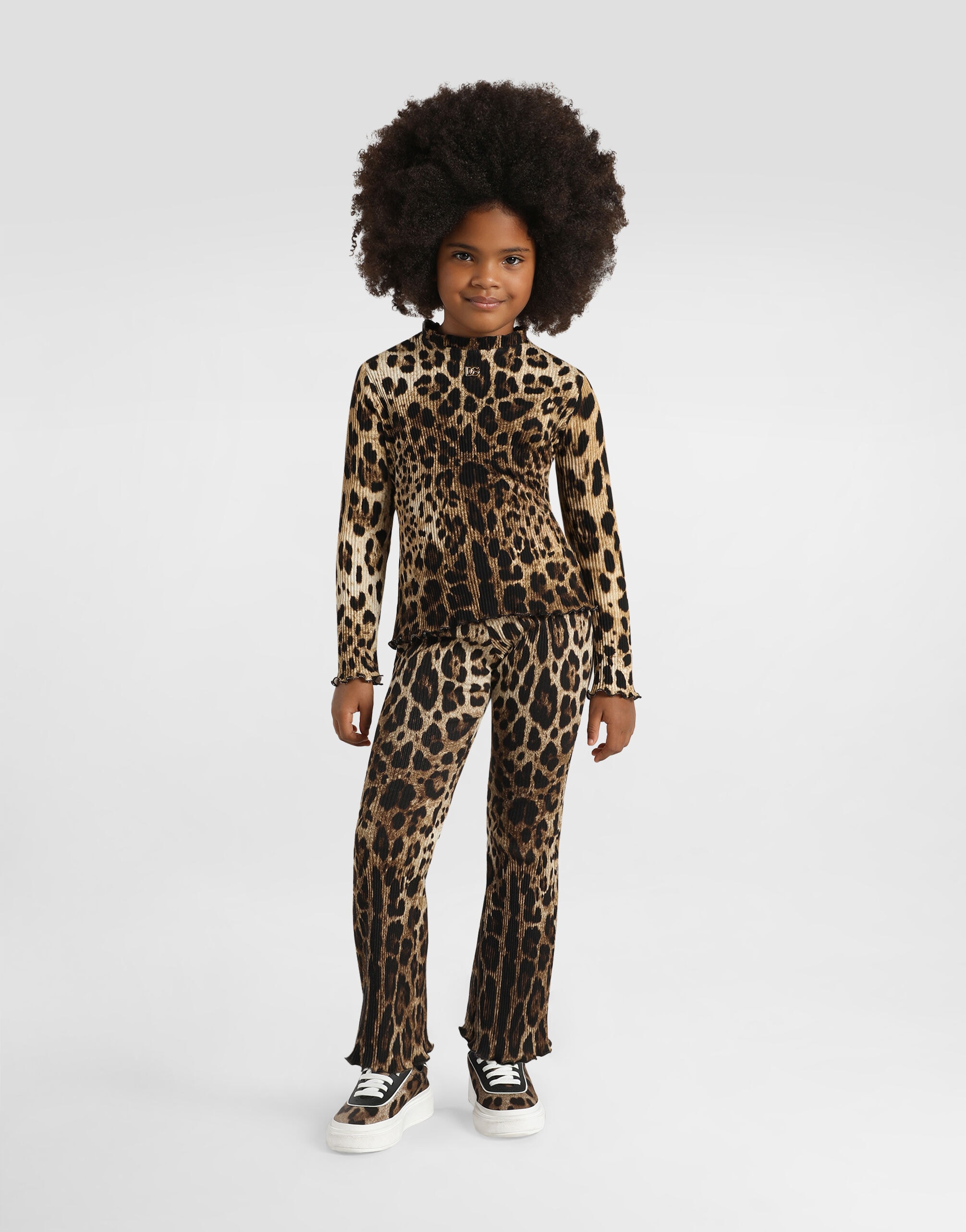 Dolce & Gabbana Kids Дитячий рубчастий гольф з леопардовим принтом