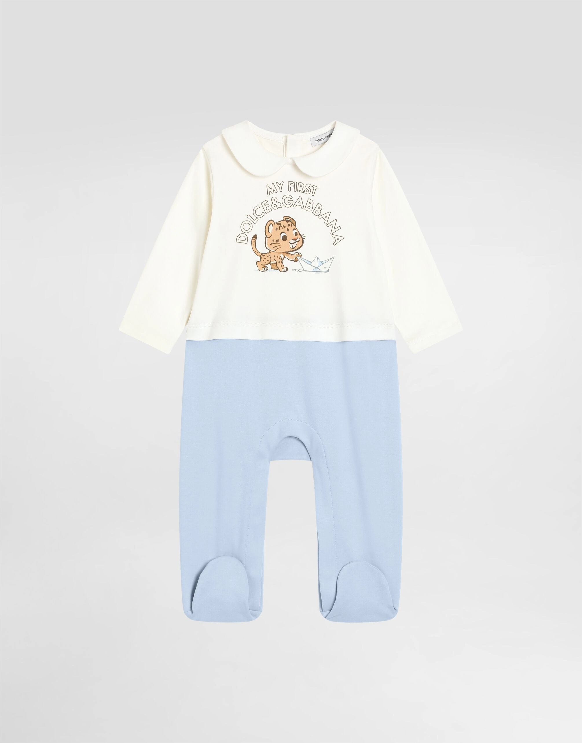Dolce & Gabbana Kids 3-częściowy zestaw prezentowy z interloku z nadrukiem leoparda i łodzi