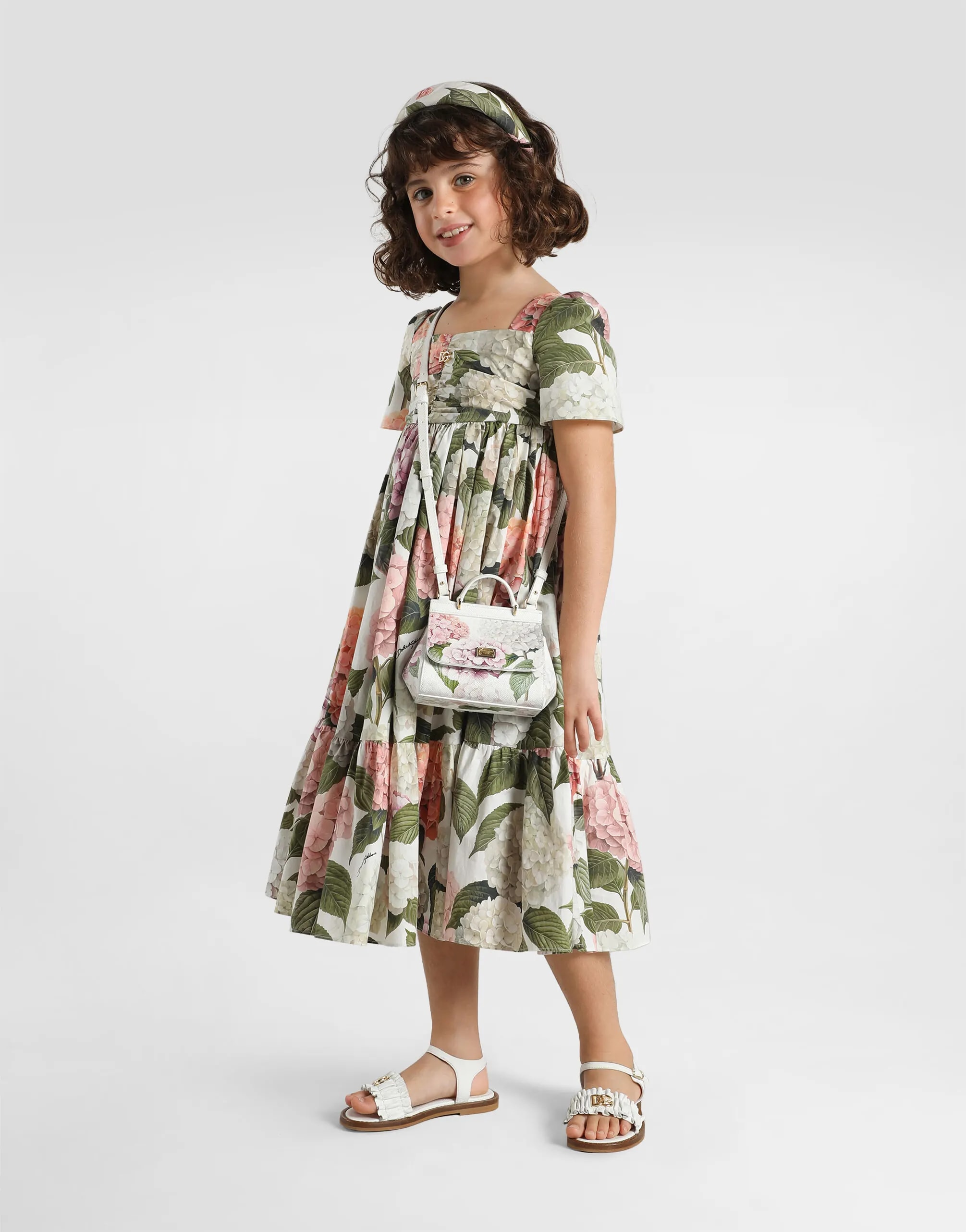 Dolce & Gabbana Kids дитяча обідок з поплину з принтом гортензій