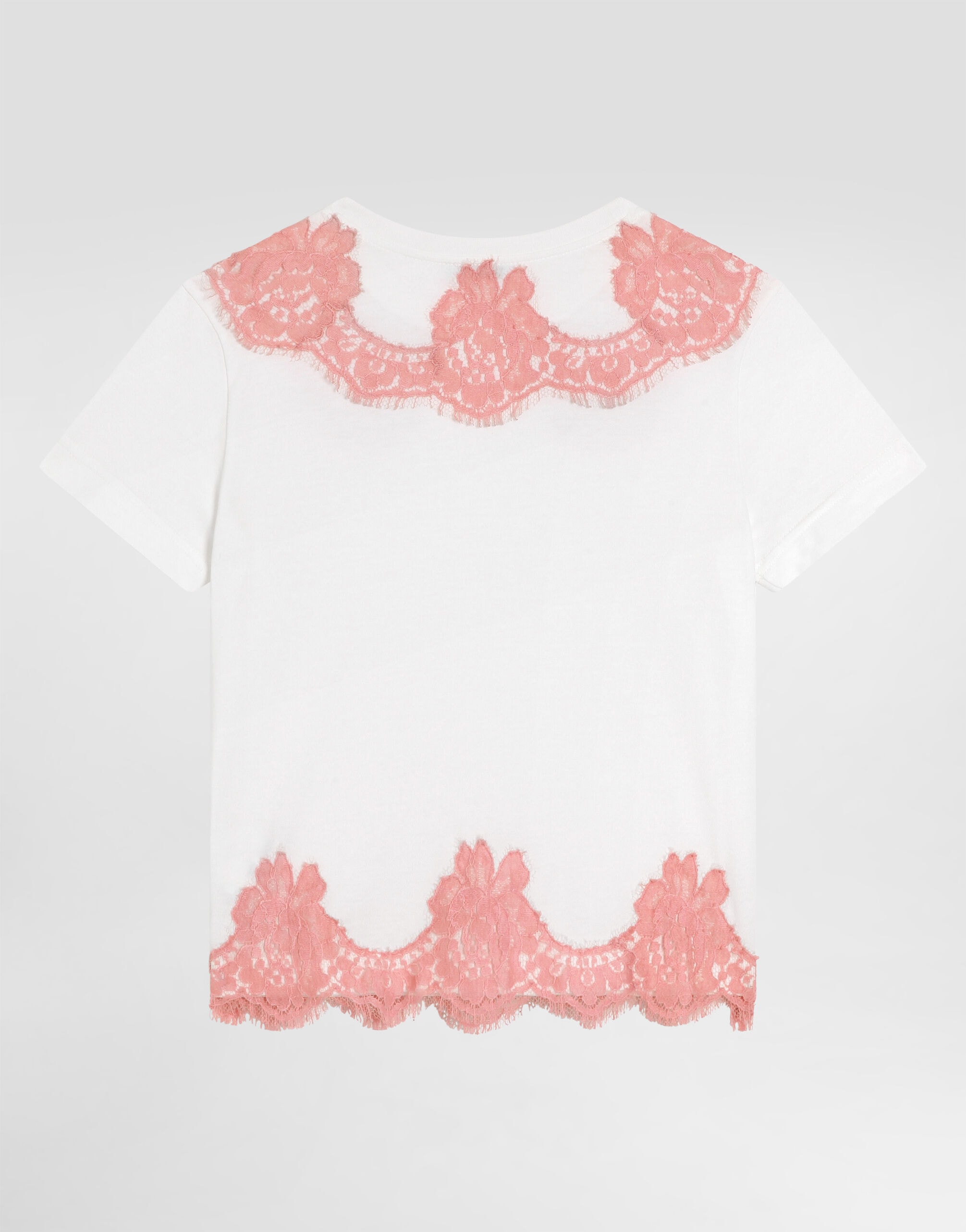 Dolce & Gabbana Kids Дитяча футболка джерсі з мереживом та вишивкою DG
