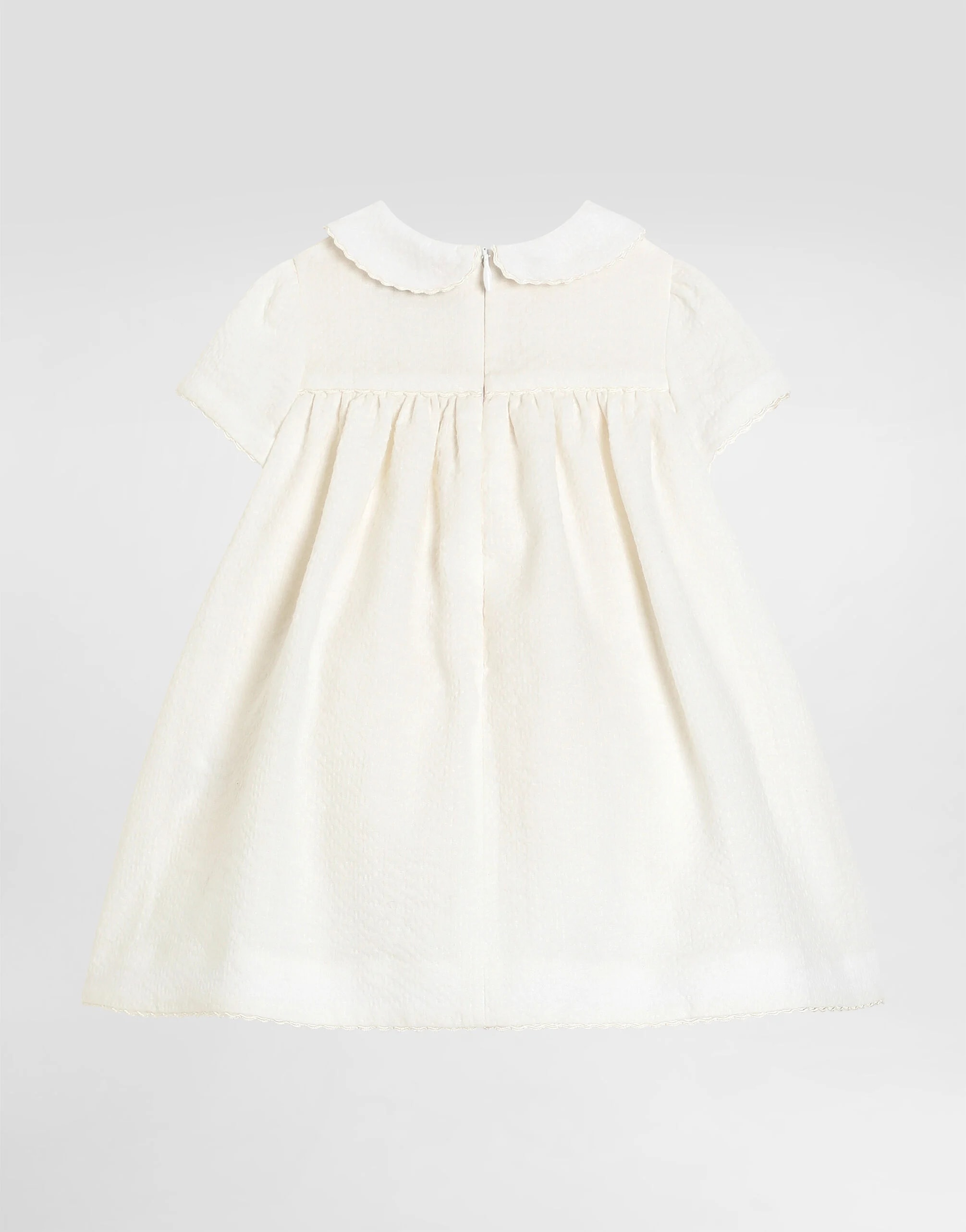 Dolce & Gabbana Kids niemowlęca sukienka z lnu seersucker z haftem