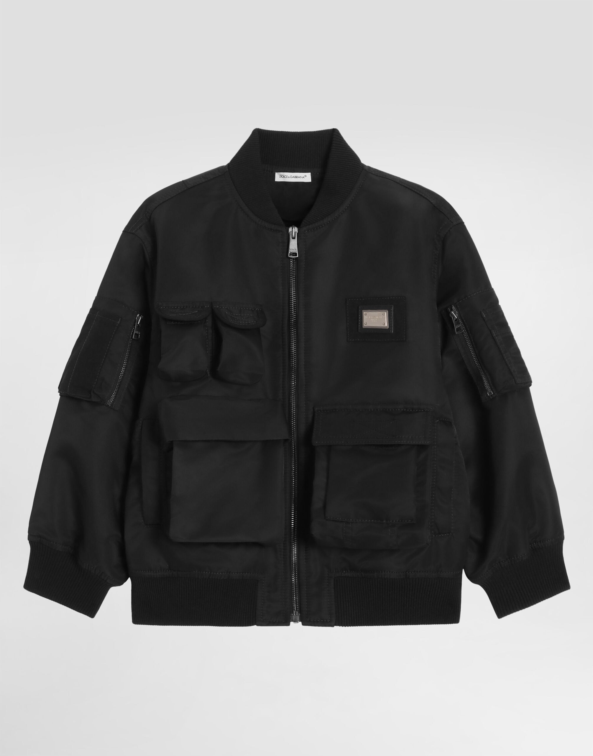 Dolce & Gabbana Kids dziecięca kurtka bomberka z gabardyny