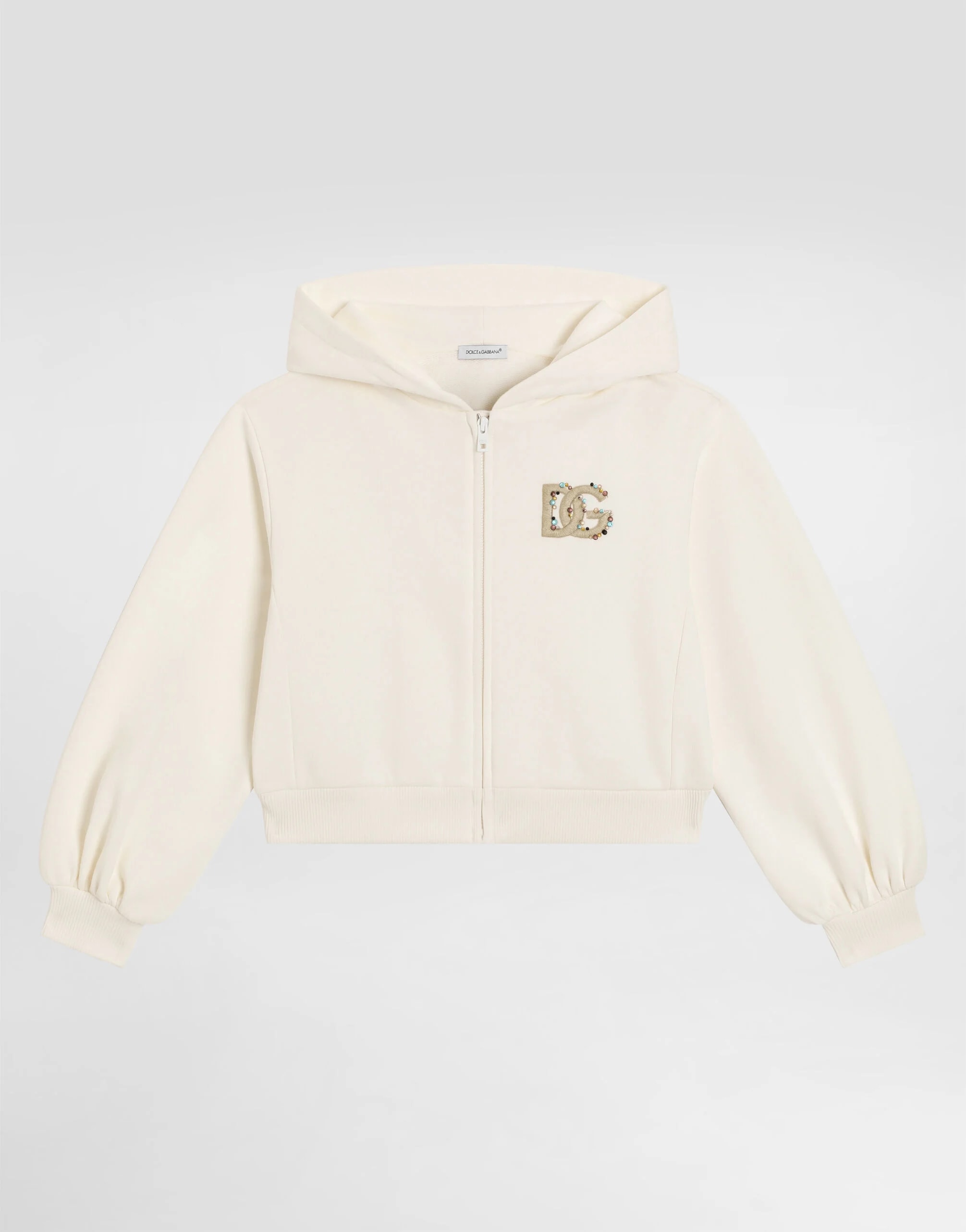 Dolce & Gabbana Kids дитяча толстовка з капюшоном з вишивкою DG та стразами
