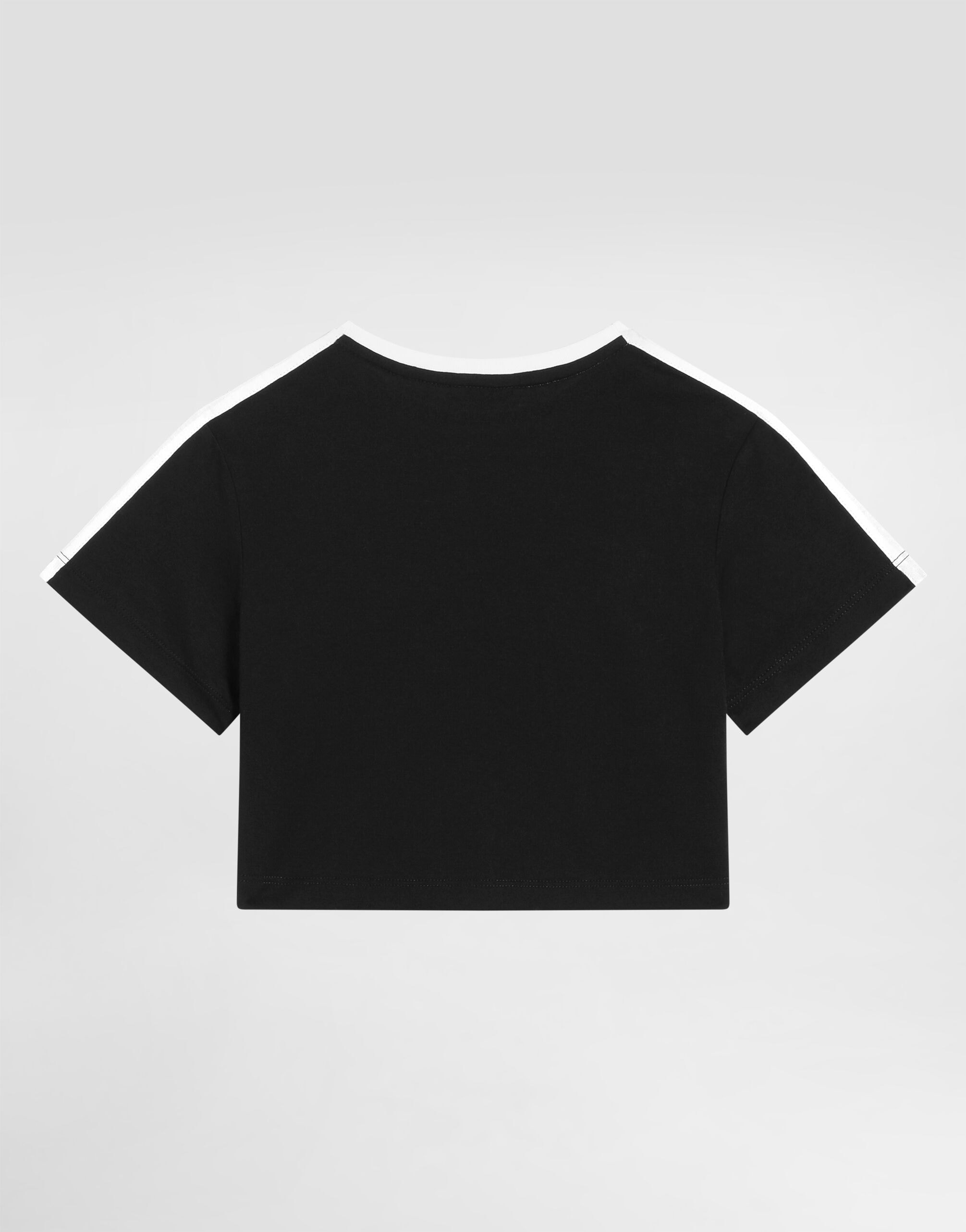 Dolce & Gabbana Kids Дитяча футболка чорна джерсі з принтом (для дівчаток)