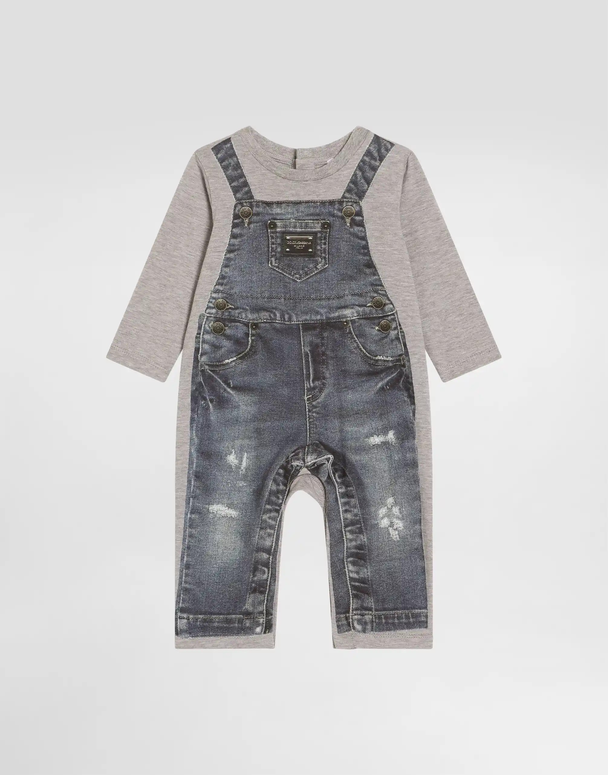 Dolce & Gabbana Kids niemowlęcy kombinezon jersey z nadrukiem imitującym denim