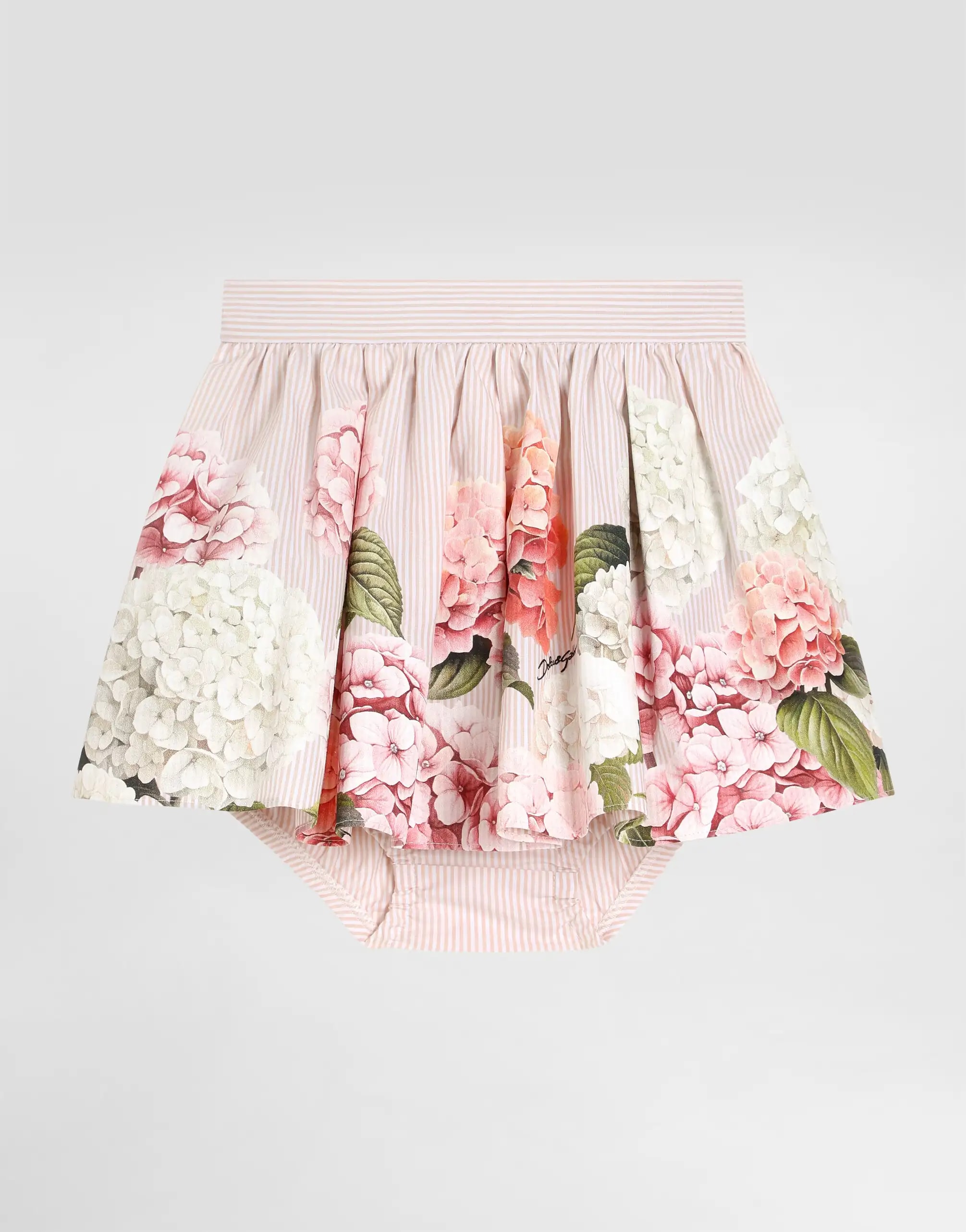 Dolce & Gabbana Kids dziecięca spódnica z płótna z nadrukiem hortensji