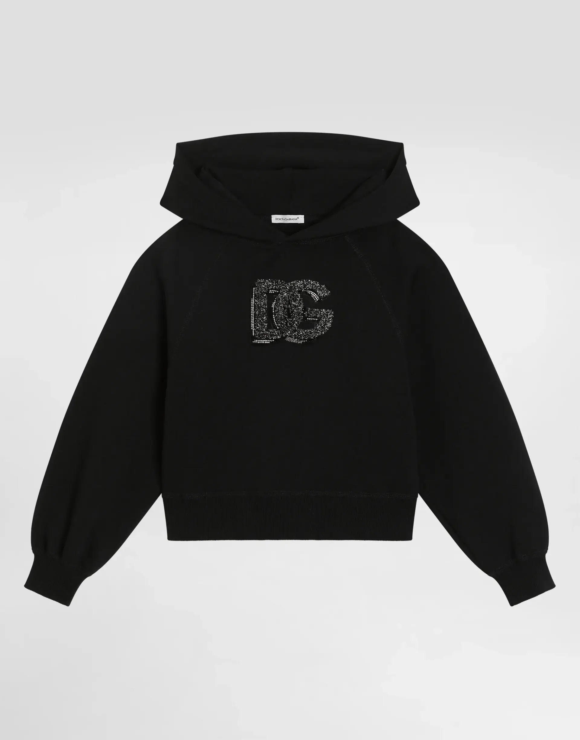 Dolce & Gabbana Kids дитяча оверсайз толстовка з капюшоном із логотипом DG та стразами