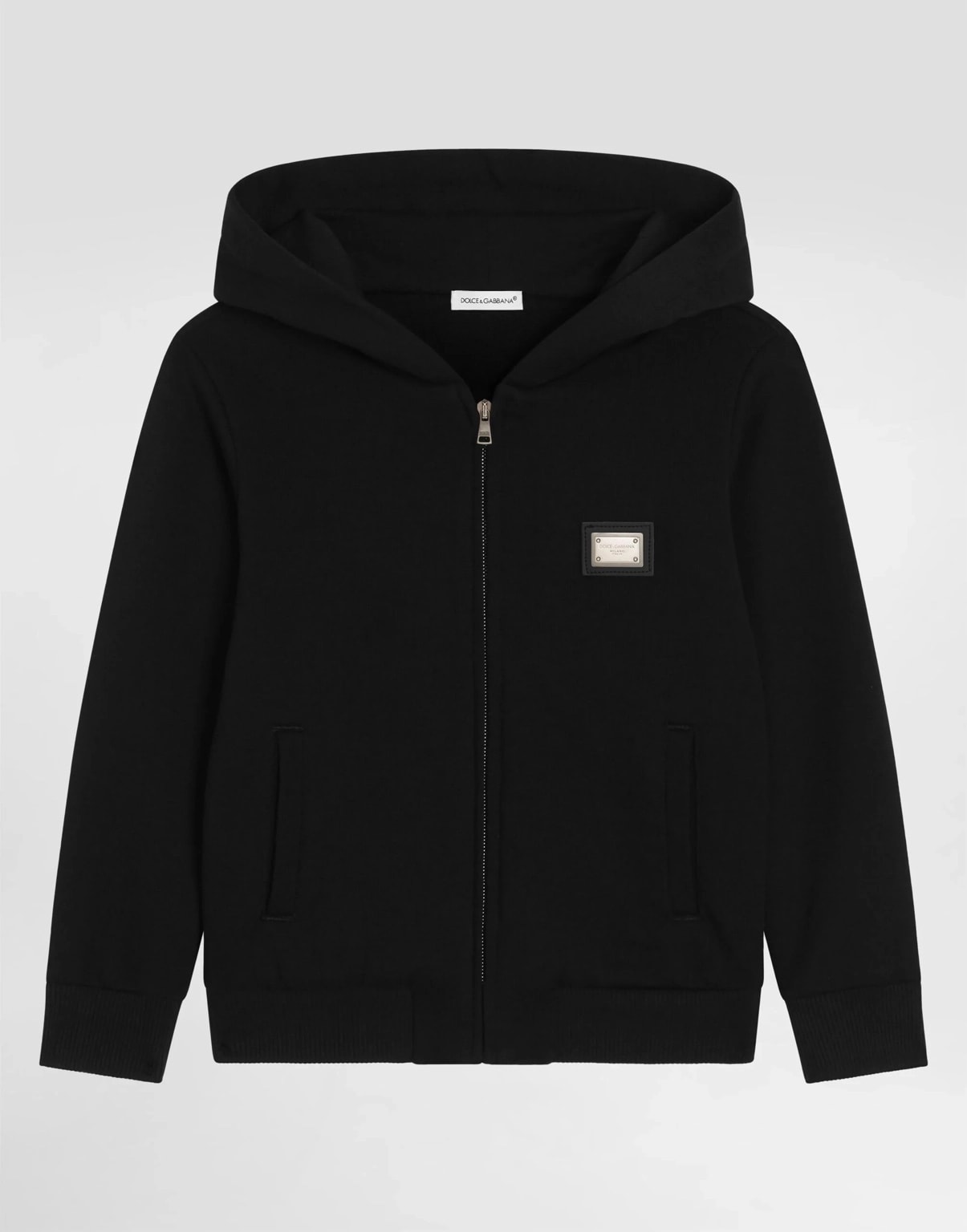 Dolce & Gabbana Bluza z kapturem i metalową blaszką z logo