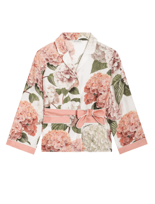 Dolce & Gabbana Kids Hydrangea-Print Vanity Twill Silk Shirt