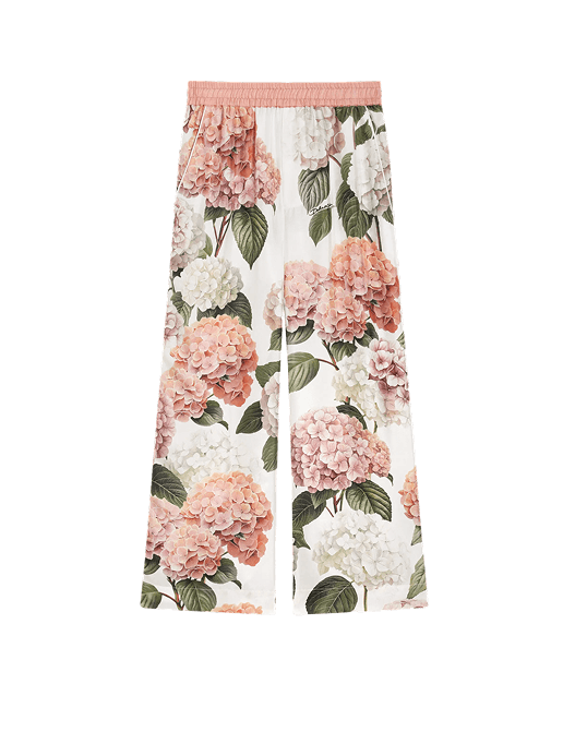 Dolce & Gabbana Kids' Hydrangea-Print Vanity Silk Twill Trousers