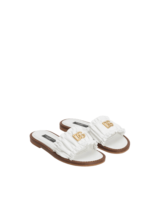 Dolce & Gabbana Kids Nappa Leather Flat Slippers
