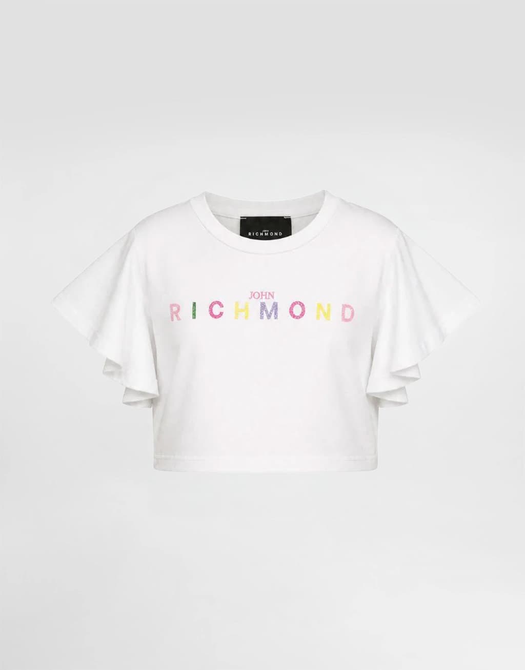 John Richmond Junior Dziewczęcy T-shirt z falbaniastymi rękawami Waras