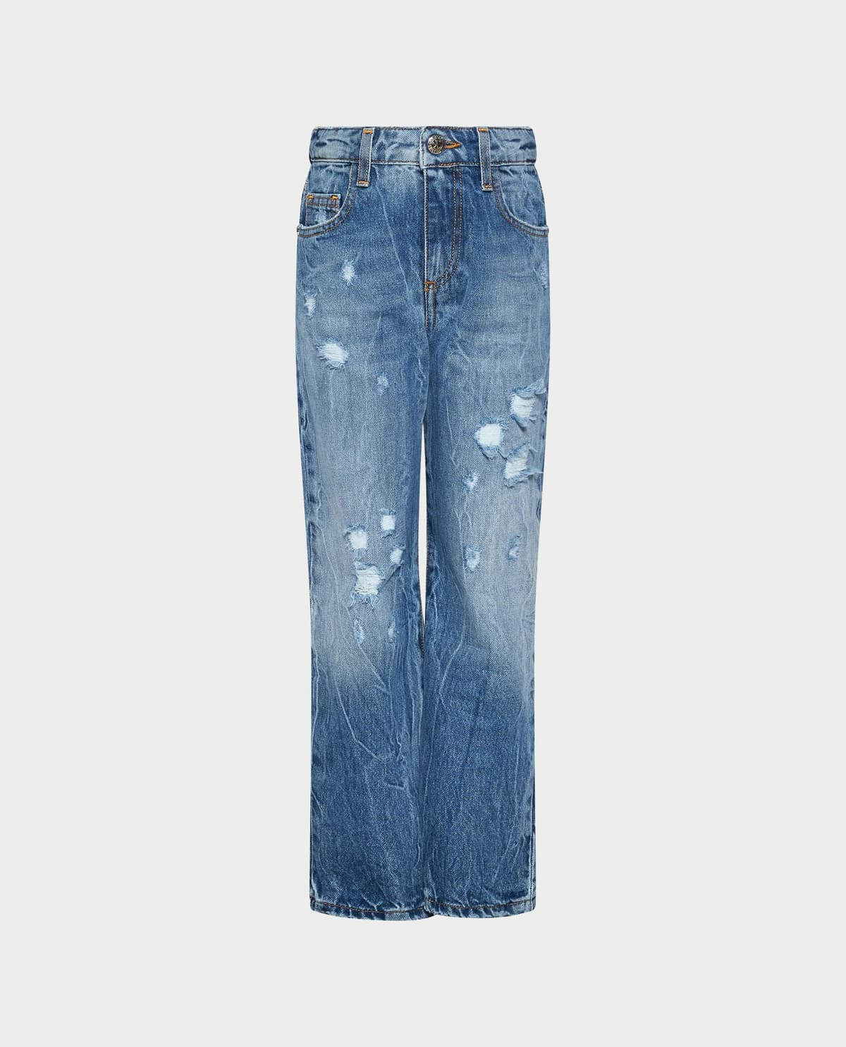 John Richmond Junior Dziewczęce jeansy z szeroką nogawką w stonewash z logo