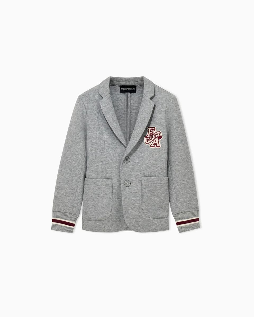 Emporio Armani Dziecięcy żakiet z żakardu double jersey z prążkowanymi mankietami
