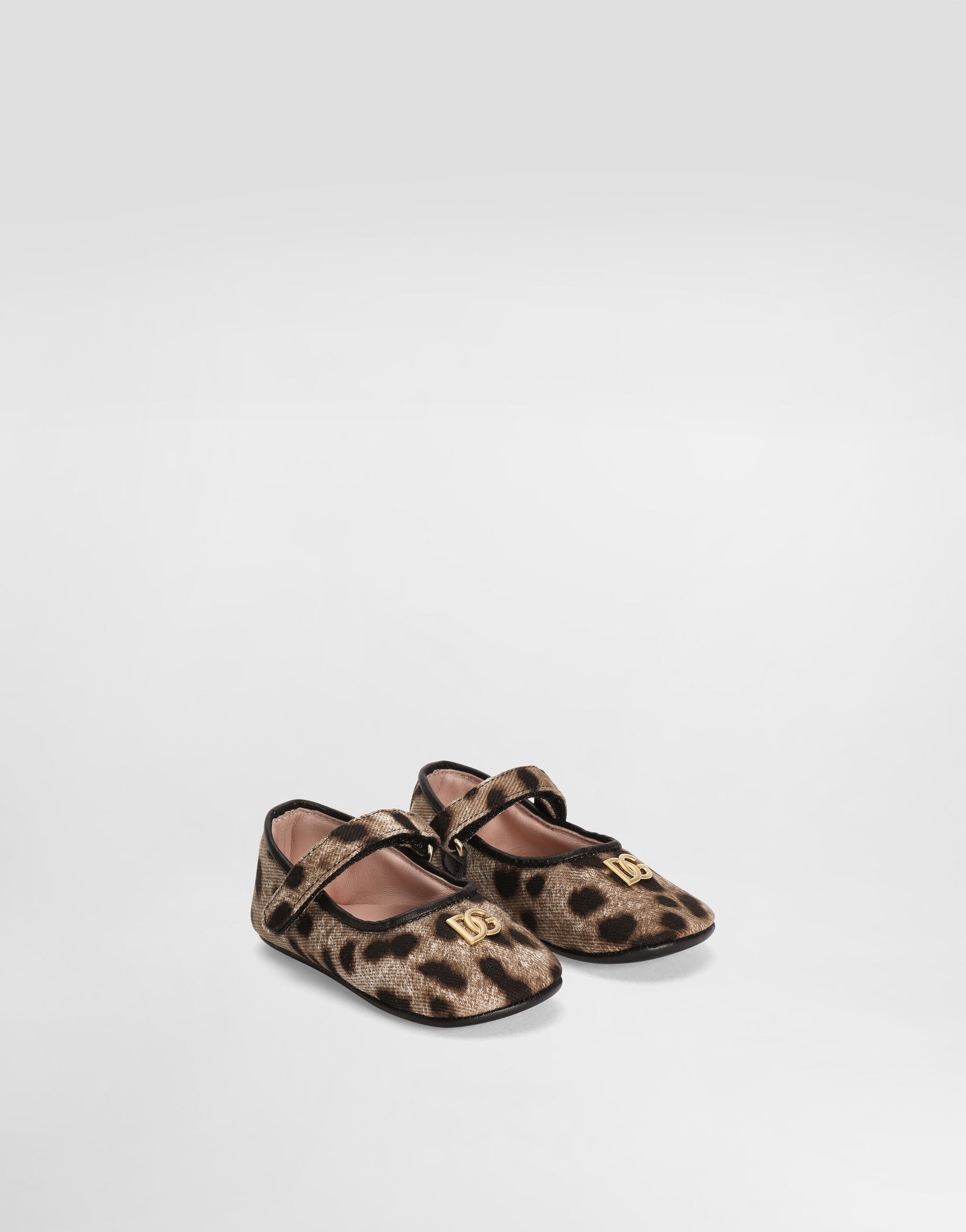 Baleriny Dolce & Gabbana Kids z canvasu w panterkę