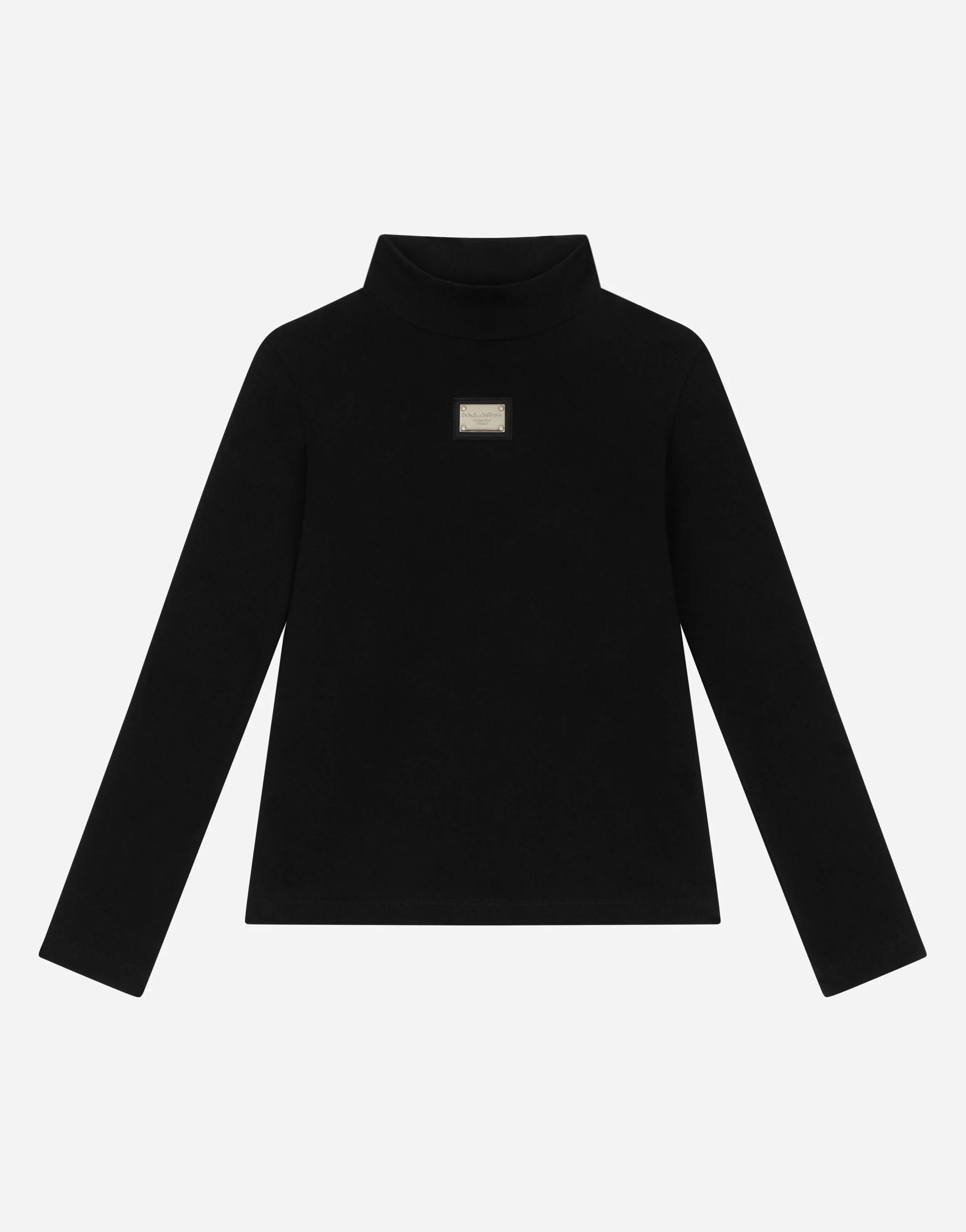 Бавовняна водолазка Dolce & Gabbana Kids з вишивкою логотипу DG