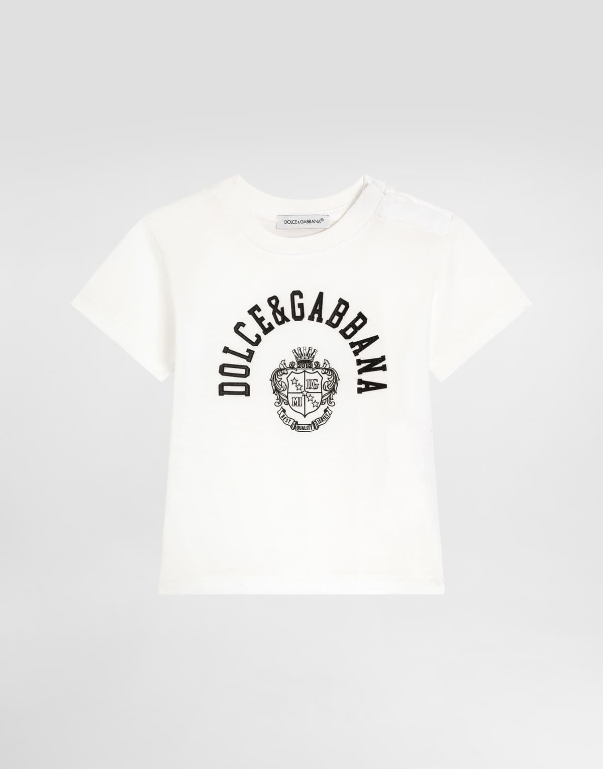 Bawełniany T-shirt Dolce & Gabbana Kids z haftowanym logo