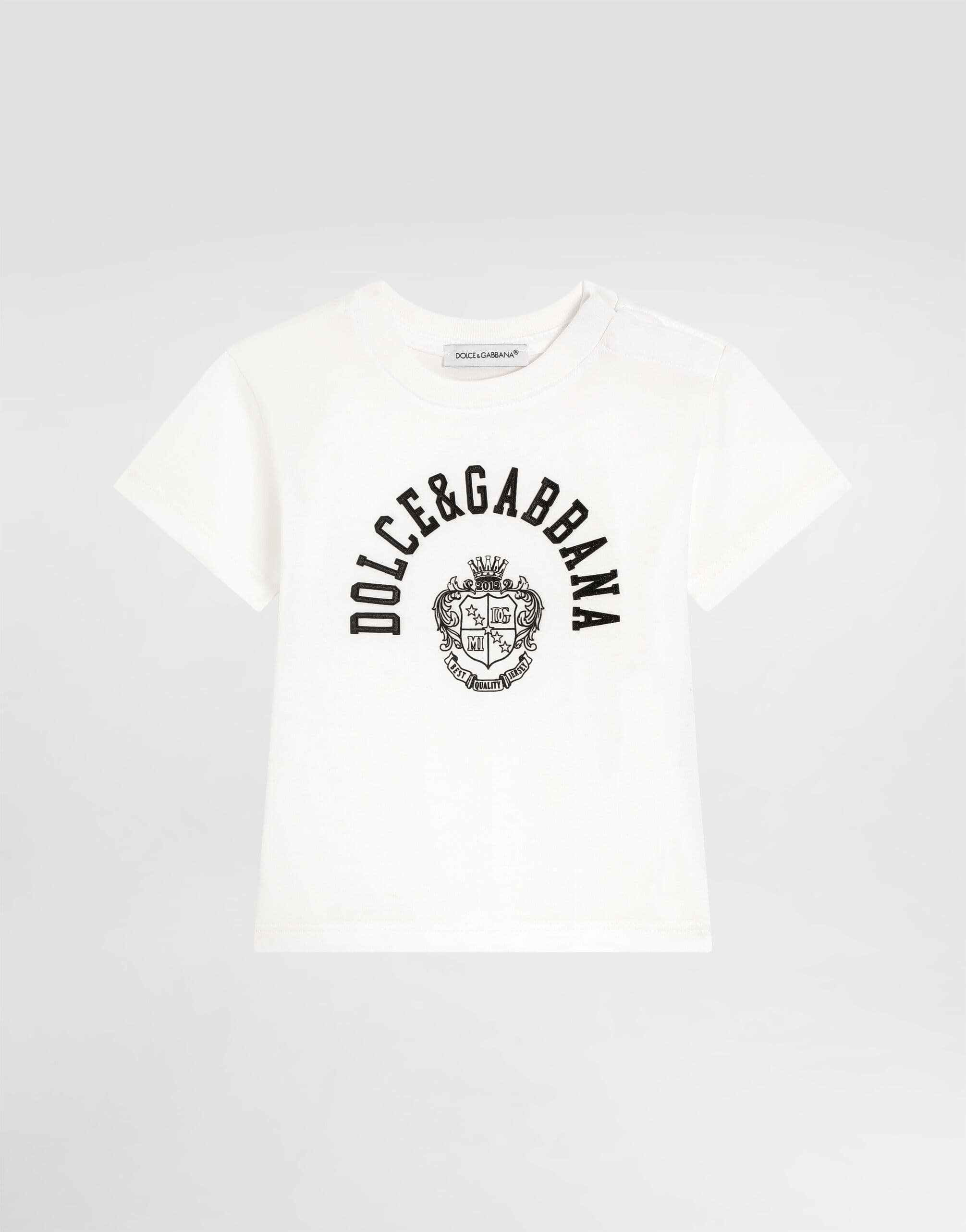 Бавовняна футболка Dolce & Gabbana Kids з вишитим логотипом