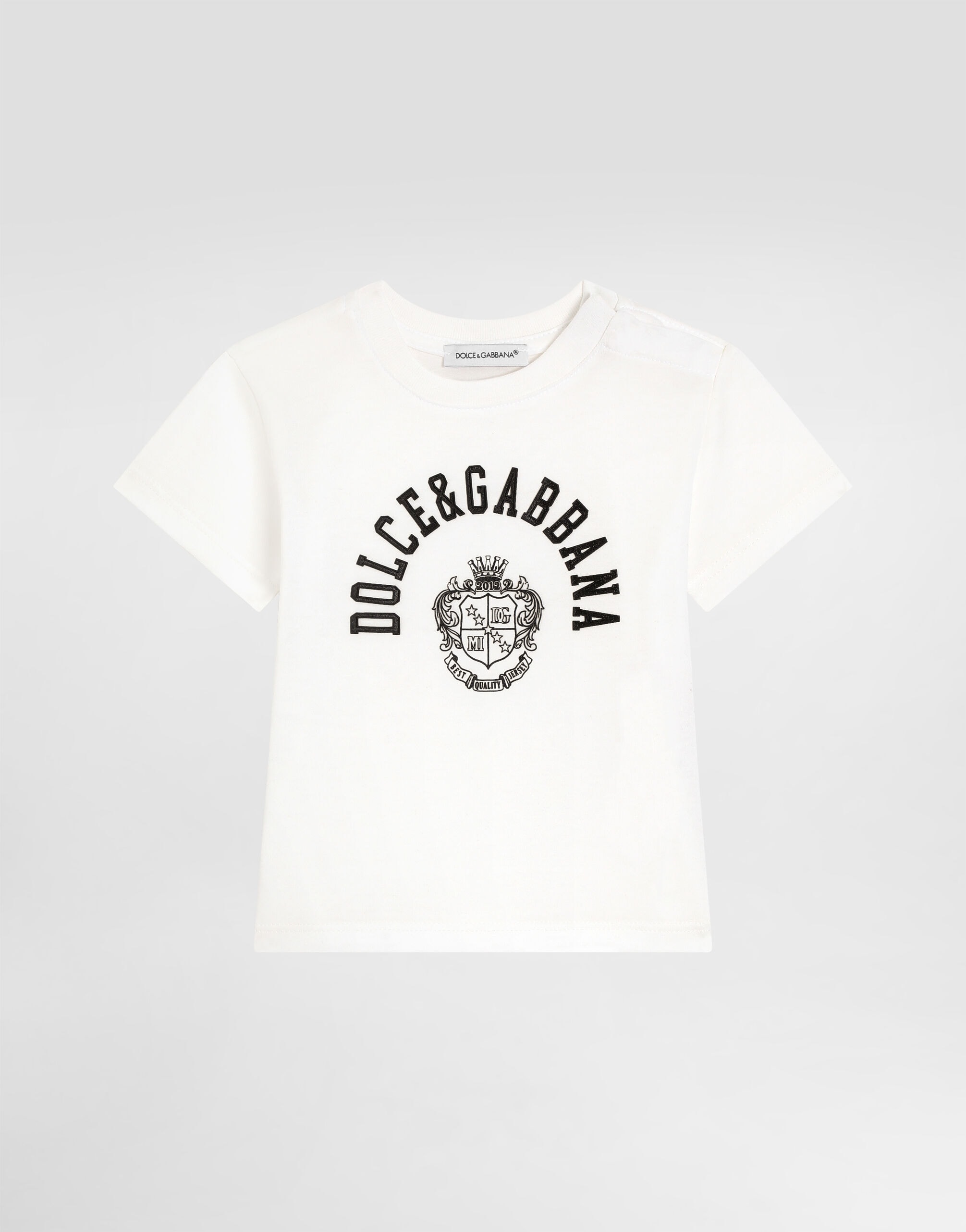Bawełniany T-shirt Dolce & Gabbana Kids z haftowanym logo