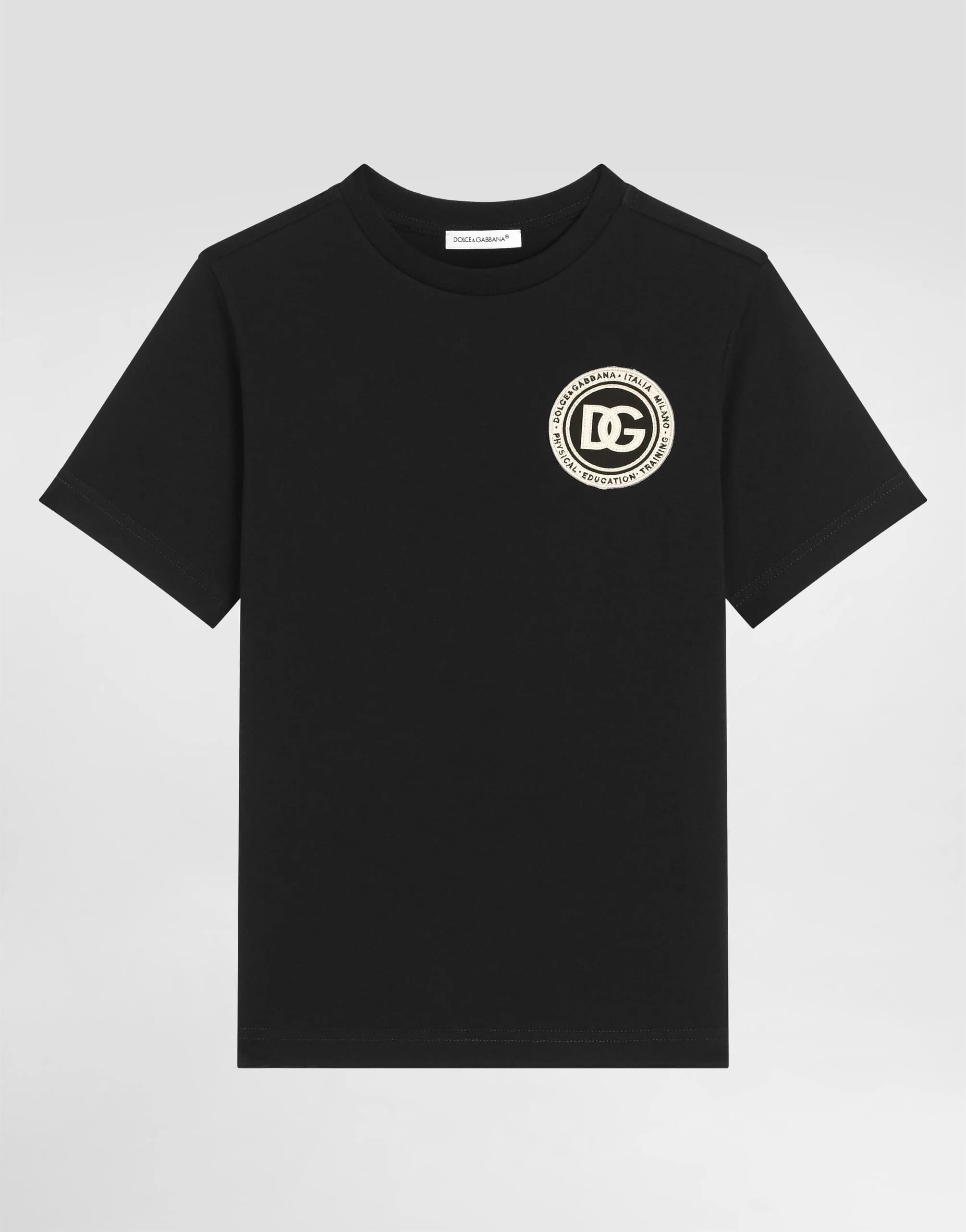Бавовняна футболка Dolce & Gabbana Kids з нашивкою логотипу