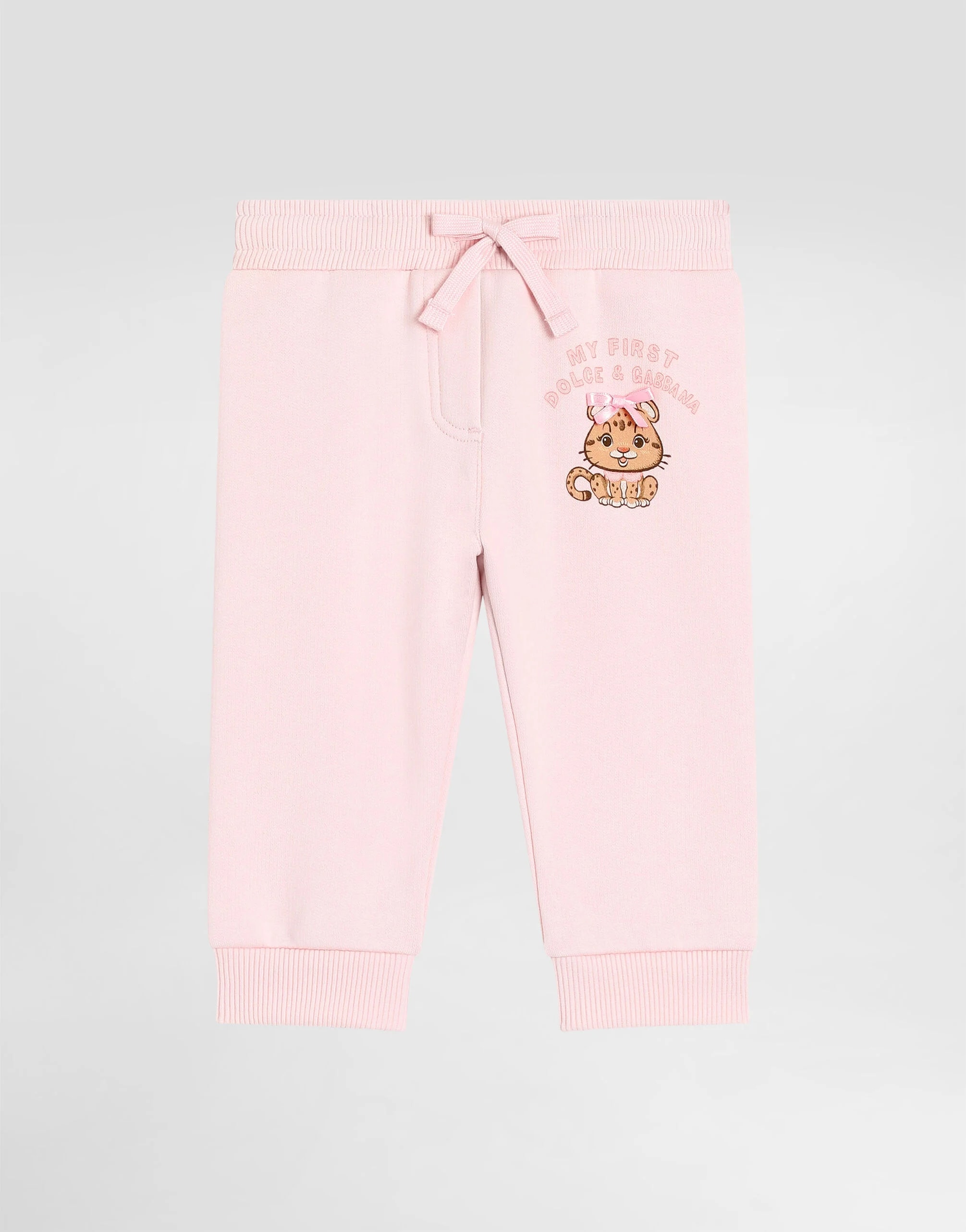 Dolce & Gabbana Kids niemowlęce spodnie dresowe z nadrukiem leoparda i kokardką