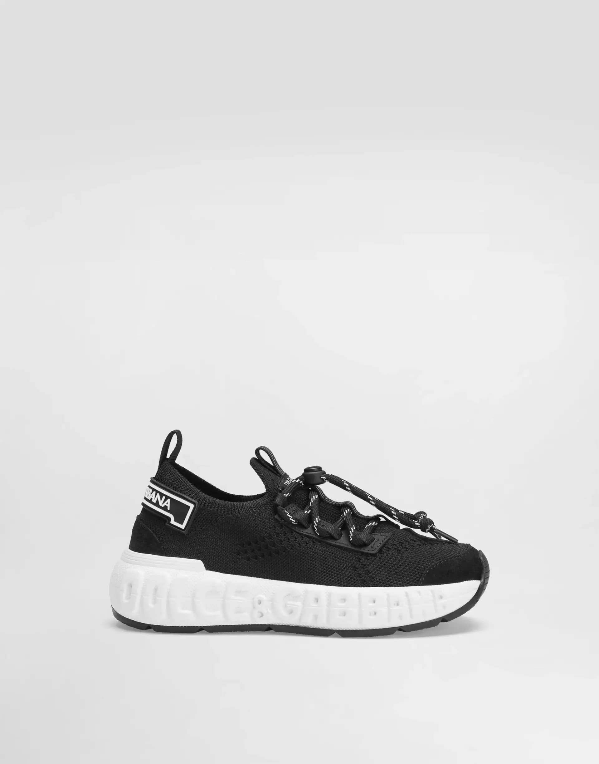 Dolce & Gabbana Kids Дитячі кросівки з джерсі та спилку телячої шкіри