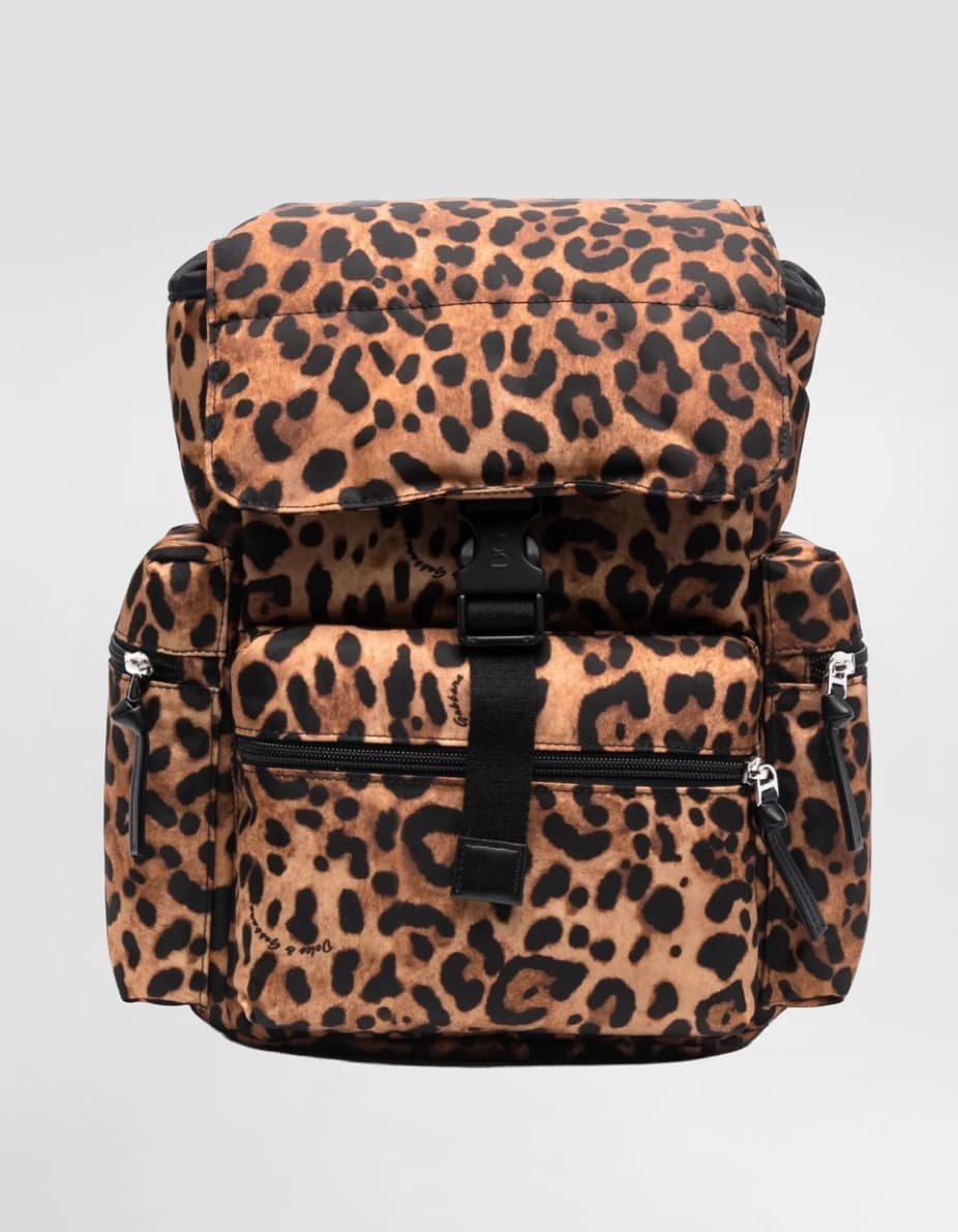 Dolce & Gabbana Kids dziecięcy plecak nylonowy z nadrukiem leoparda