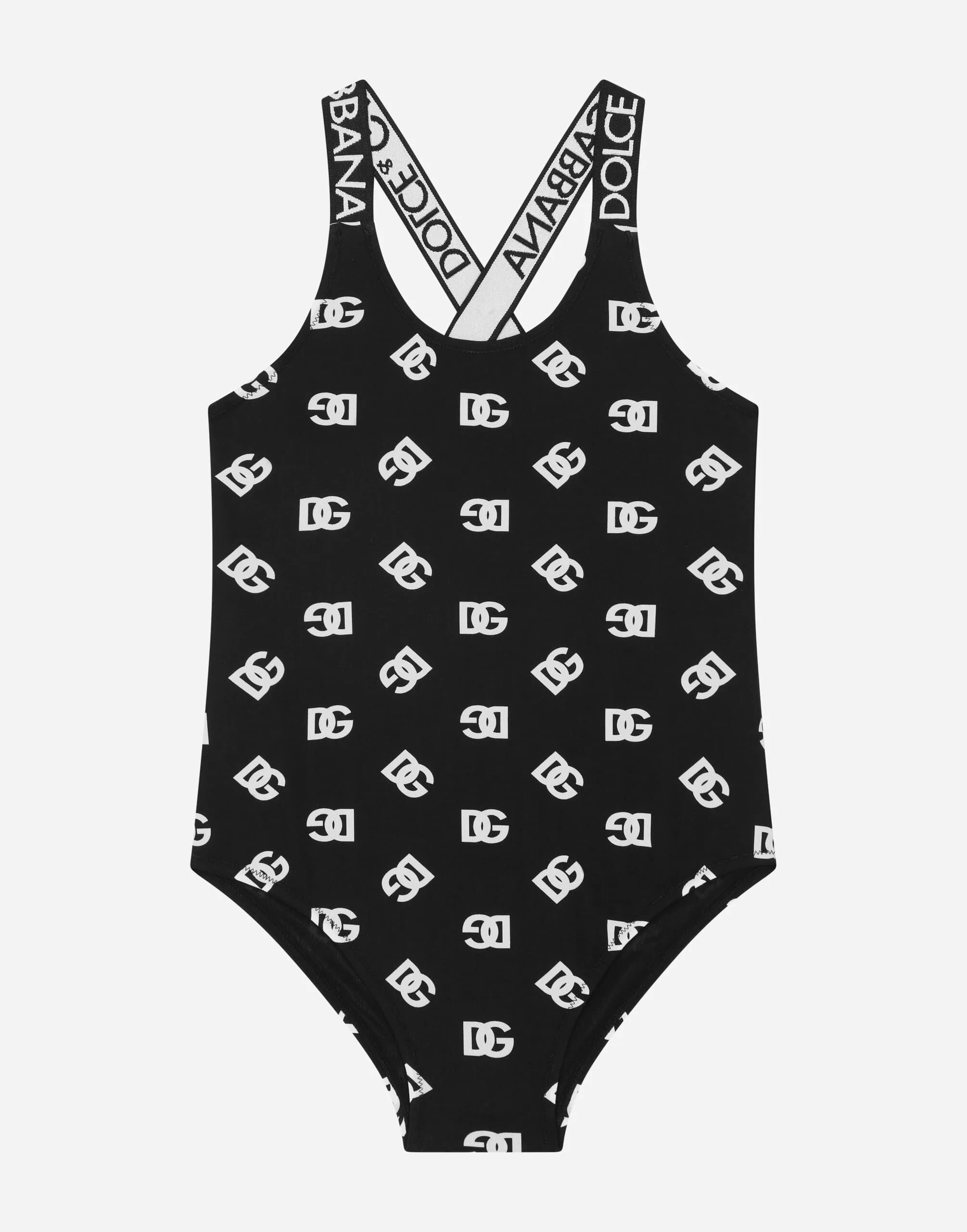 Dolce & Gabbana Kids dziecięcy kostium kąpielowy jednoczęściowy z nadrukiem logo DG