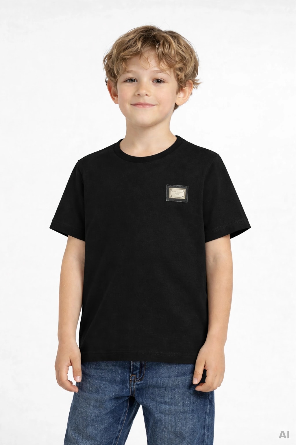 Бавовняна футболка Dolce & Gabbana Kids з металевою пластиною логотипу