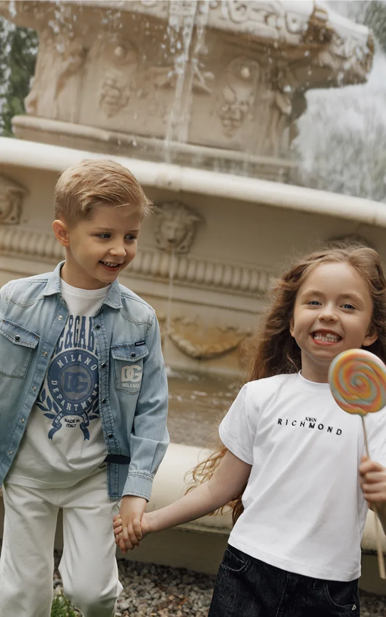 Children wearing authentic luxury brands at LEO KIDS